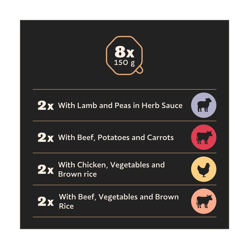 Cesar wet dog food trays 8x150g in gravy, imported from the UK