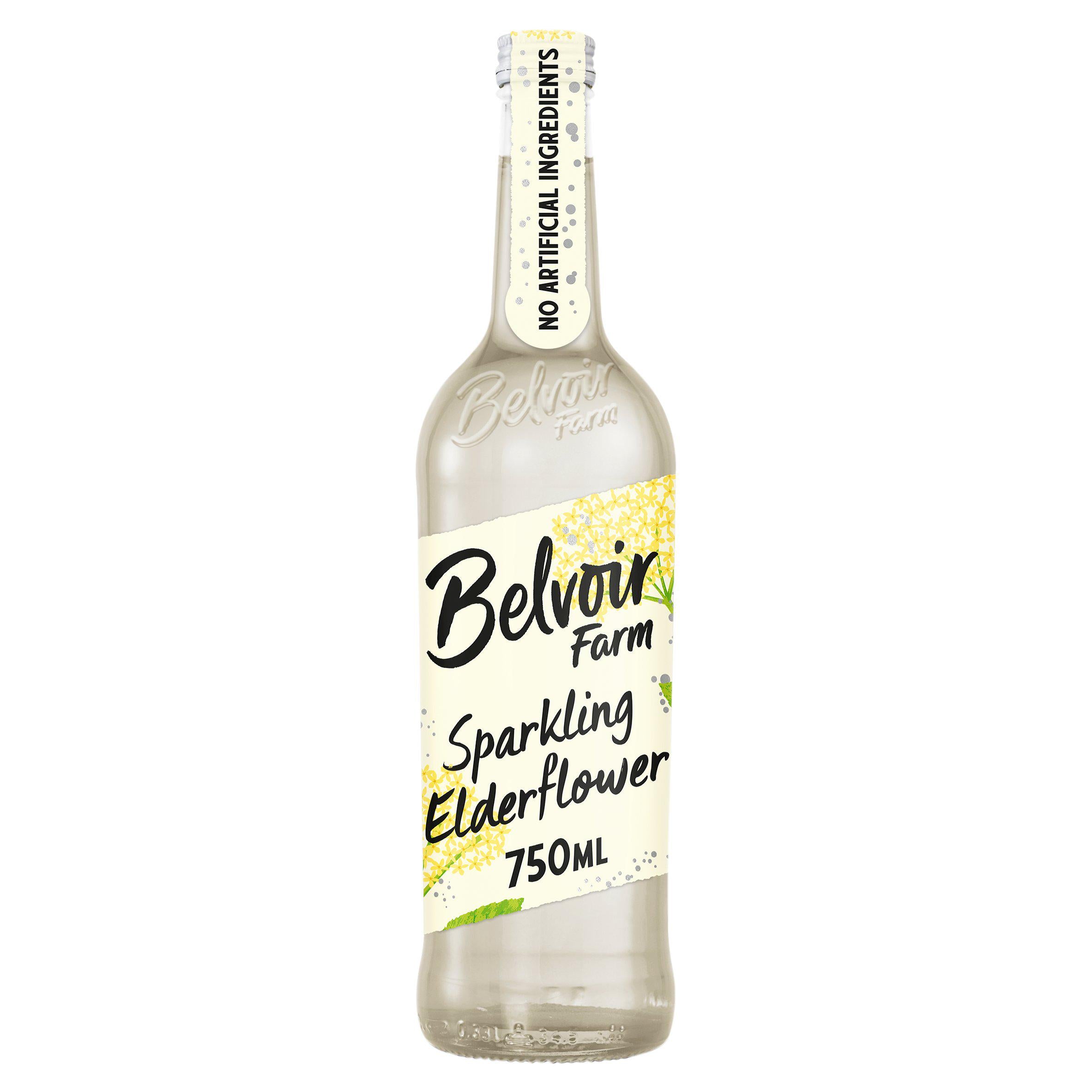 Belvoir Farm sparkling elderflower drink 750ml (British brand)