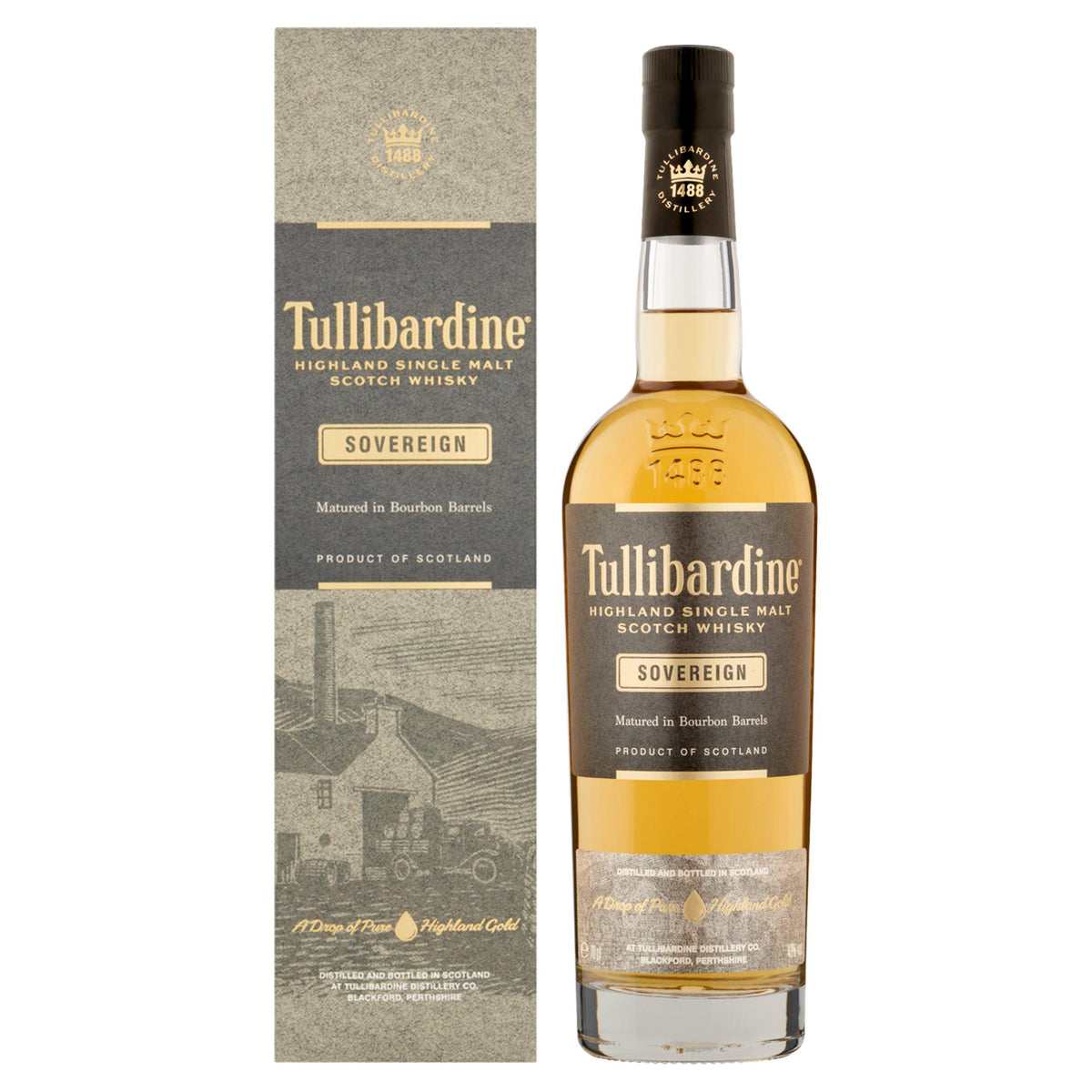 Tullibardine Sovereign Highland single malt Scotch whisky 70cl, imported from the UK