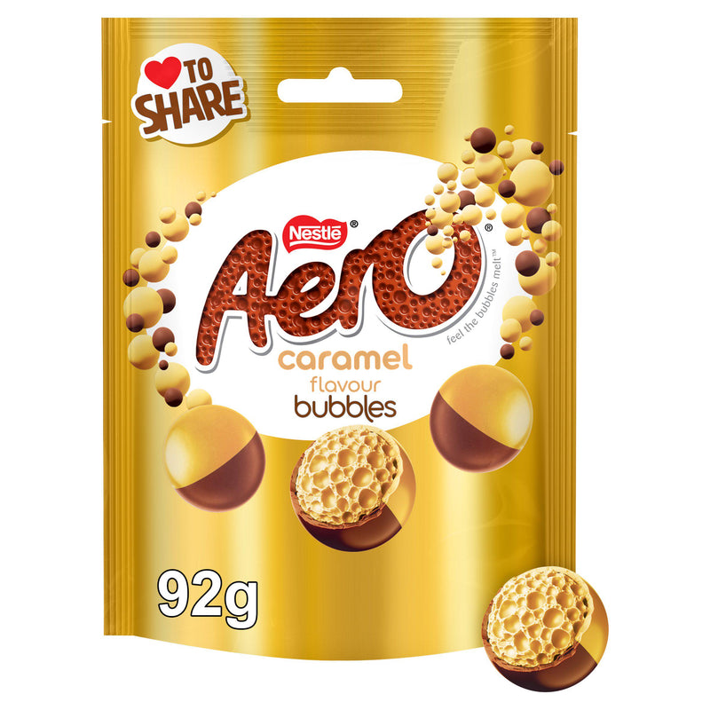 Aero chocolate sharing bag caramel flavour 92g, imported from the UK