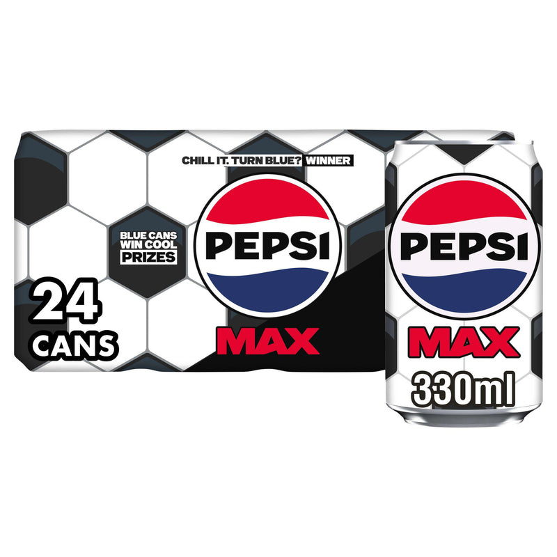 Pepsi Max no sugar cola cans 24x330ml, imported from the UK