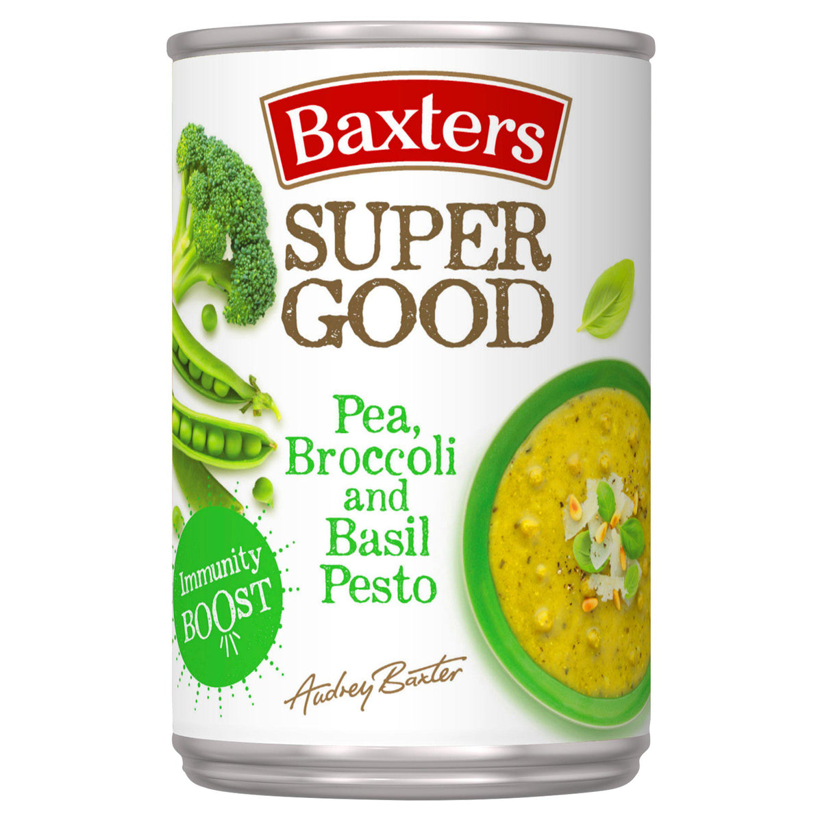Baxters pea broccoli basil pesto soup 400g, imported from the UK