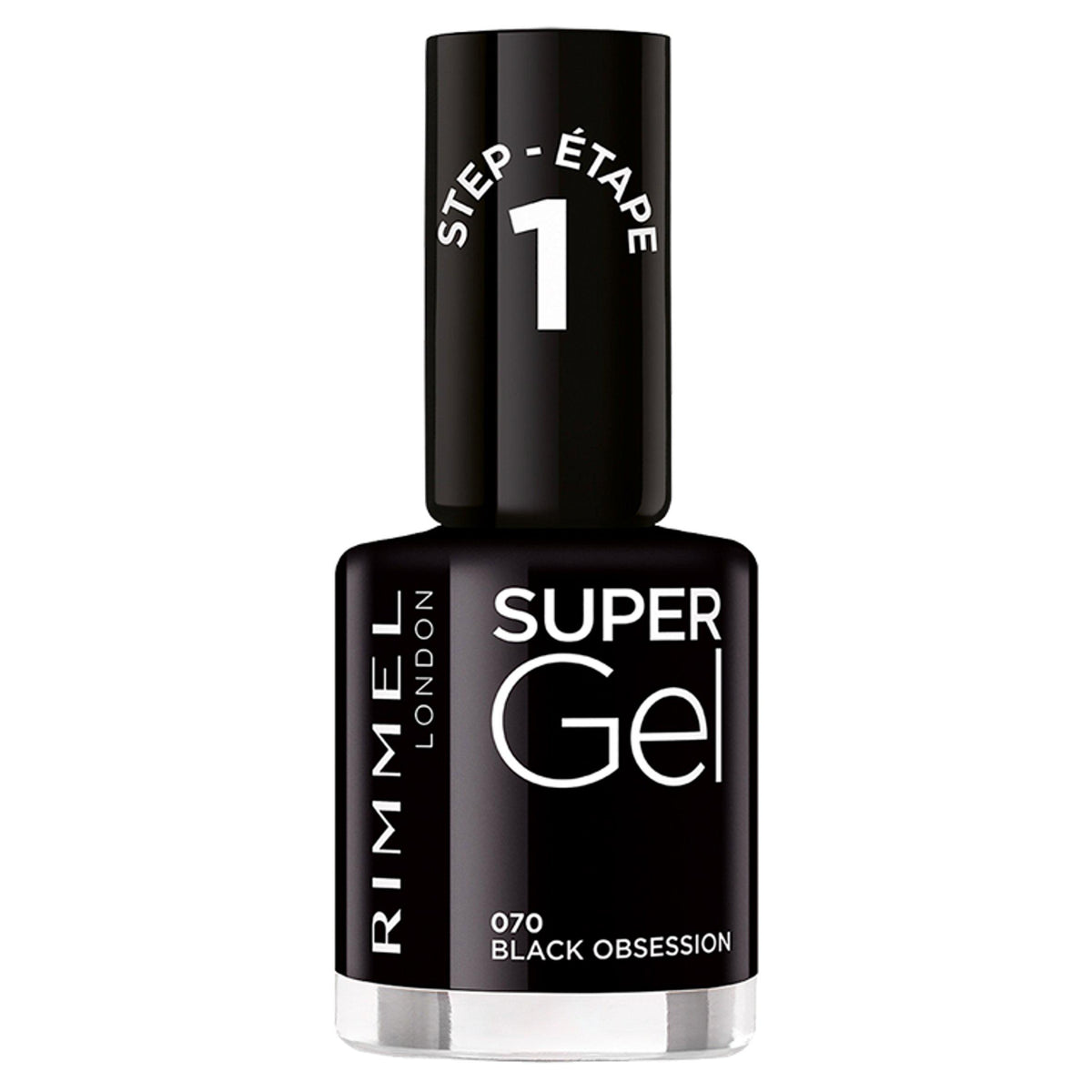 Rimmel London Super Gel Nail Polish Black 12ml, imported from the UK