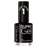 Rimmel London Super Gel Nail Polish Black 12ml, imported from the UK