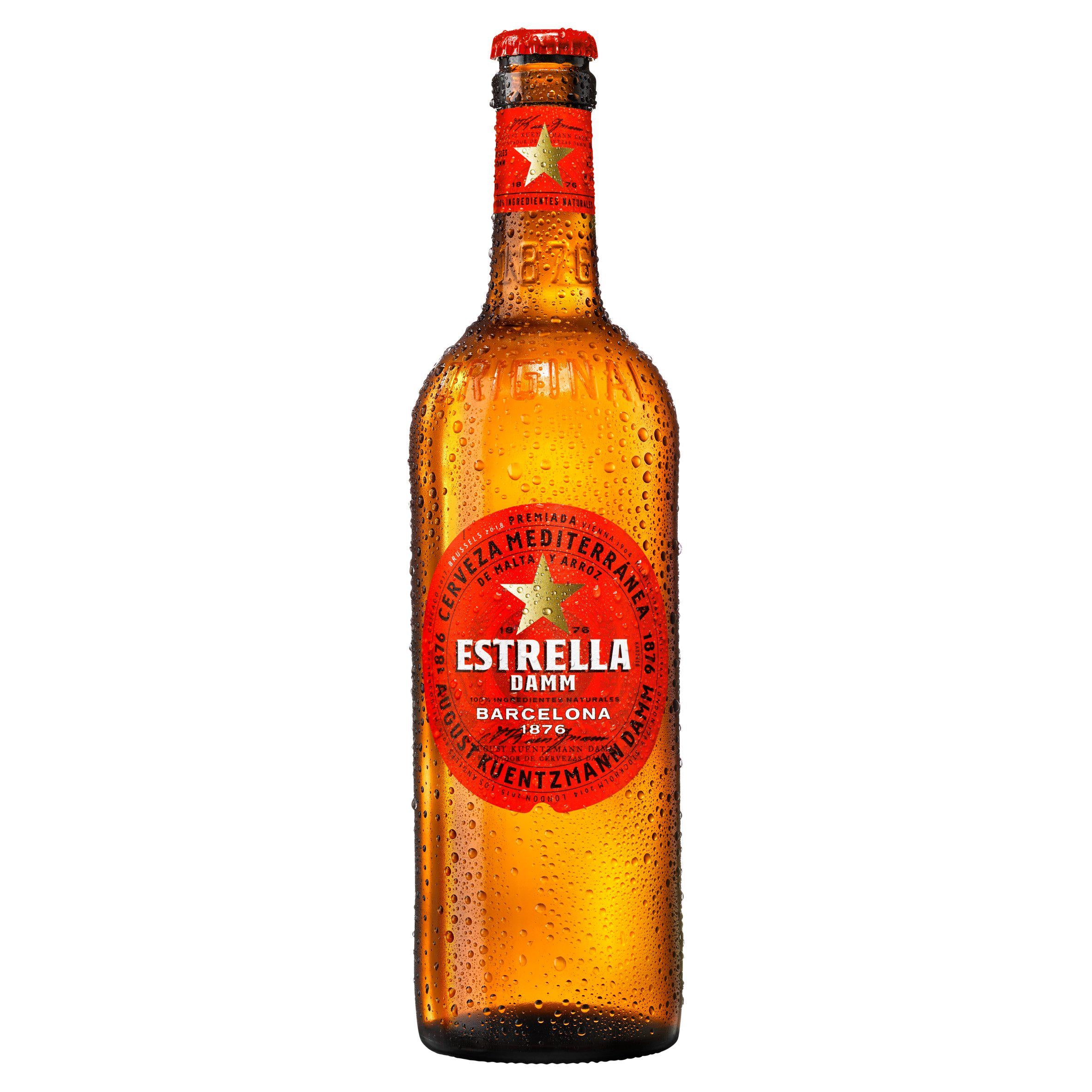 Estrella Damm lager beer 660ml bottle, UK version