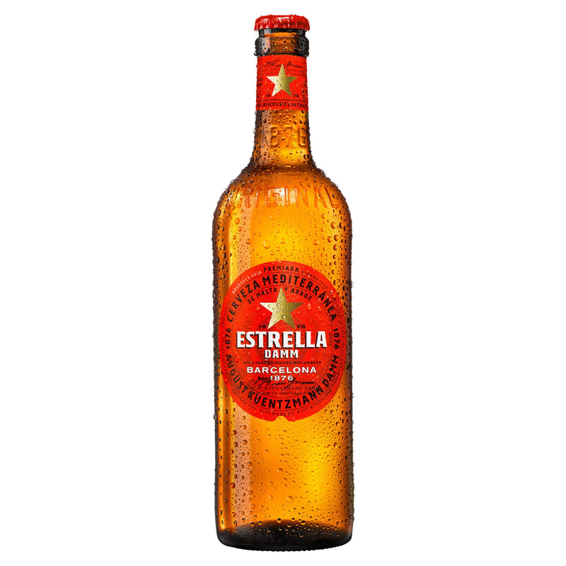 Estrella Damm lager beer 660ml bottle, UK version