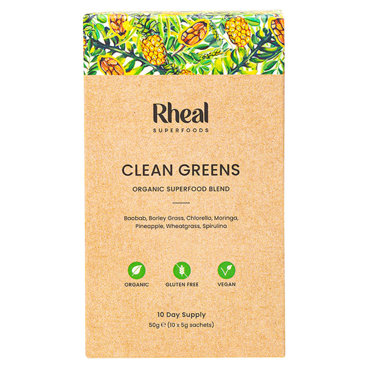 Rheal Clean Greens powder 10 x 5g sachets imported from the UK