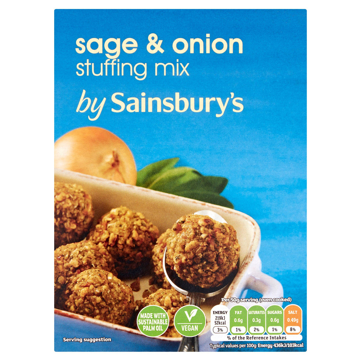 Sainsbury's sage and onion stuffing mix 340g, imported from the UK