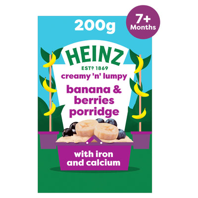 Sainsburys Heinz Baby Food Banana & Berries Porridge 7+ Months 200g- Buy online at McGrocer
