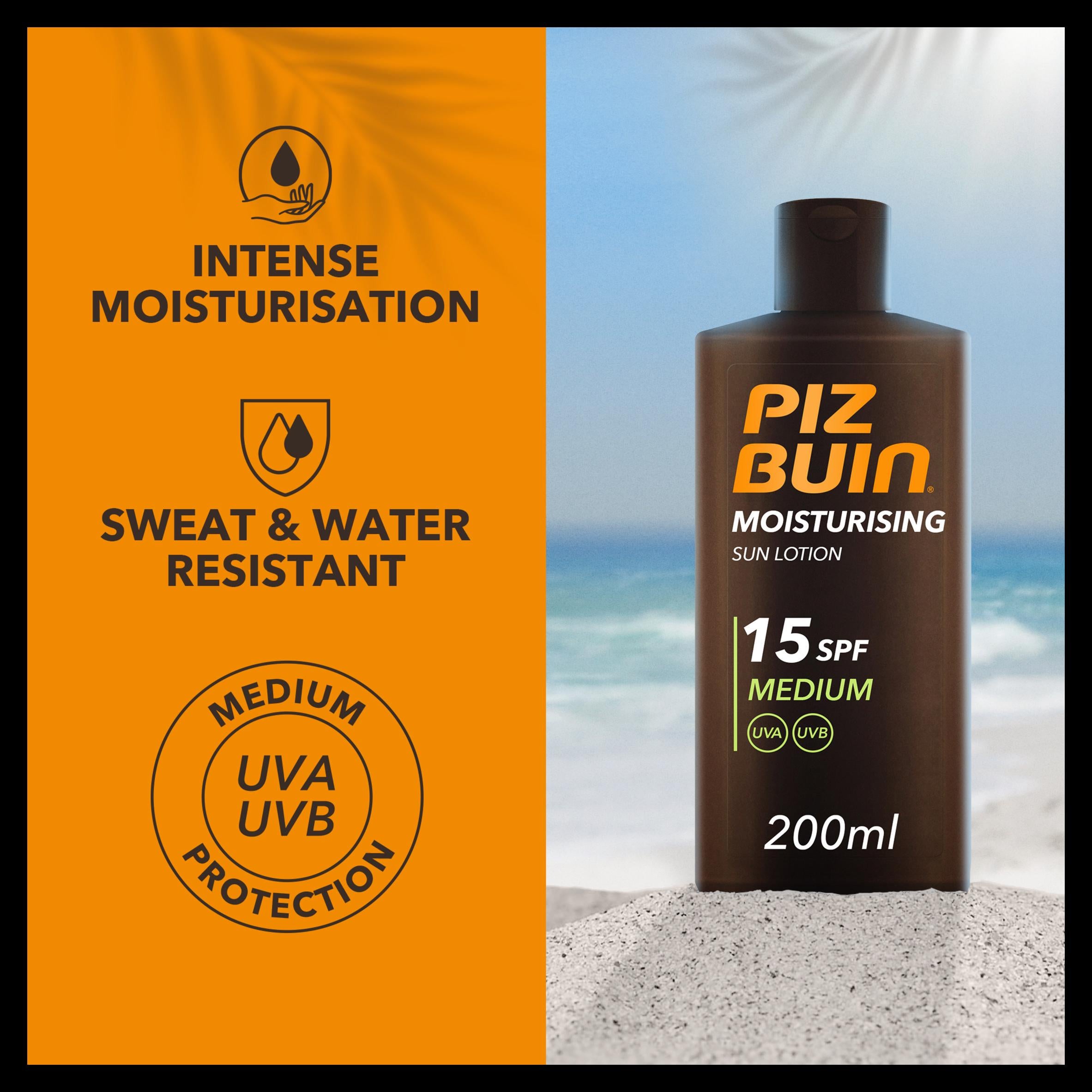 Piz Buin moisturising sun lotion SPF 15 200ml, UK version