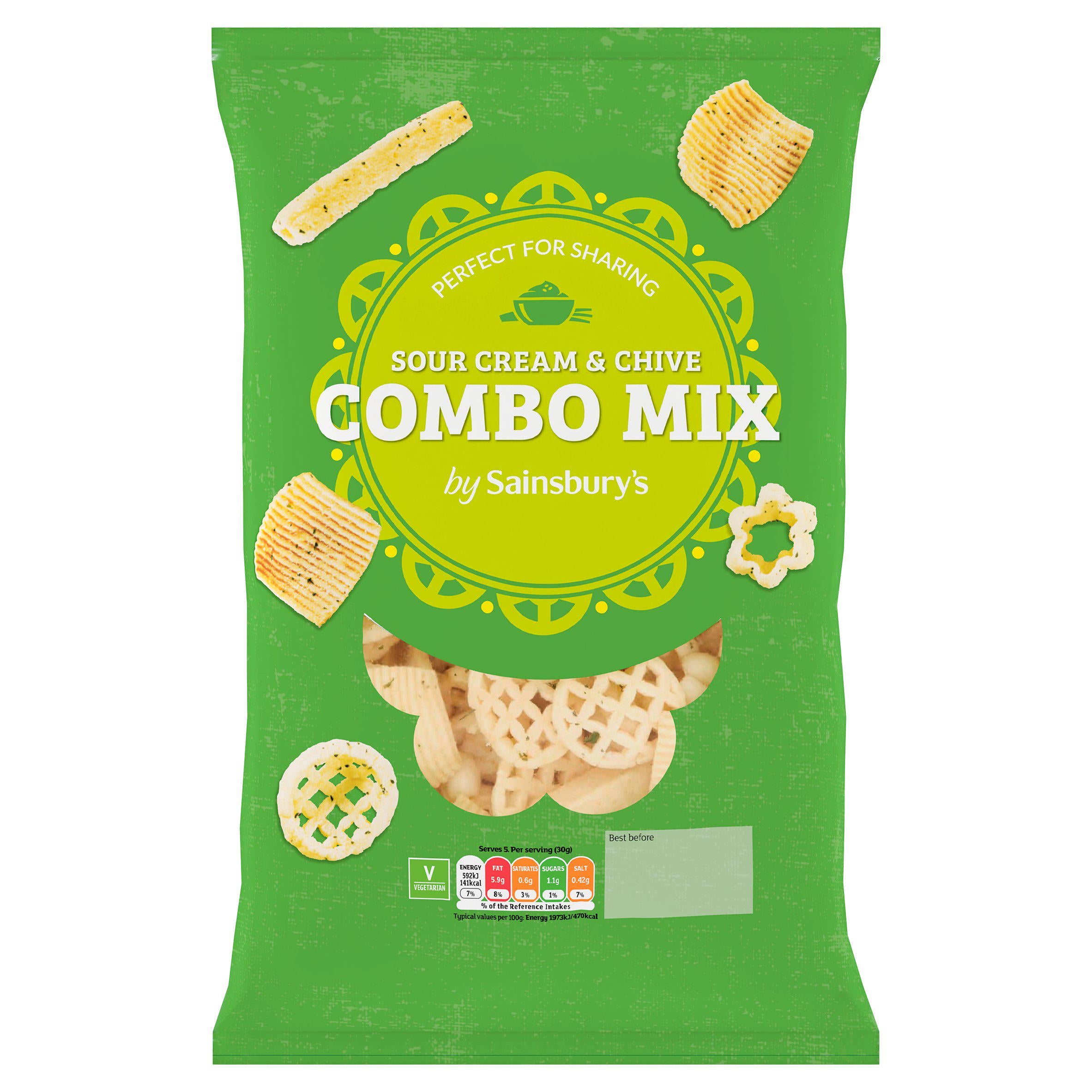 Sainsbury's sour cream chive combo snacks 150g, imported from the UK