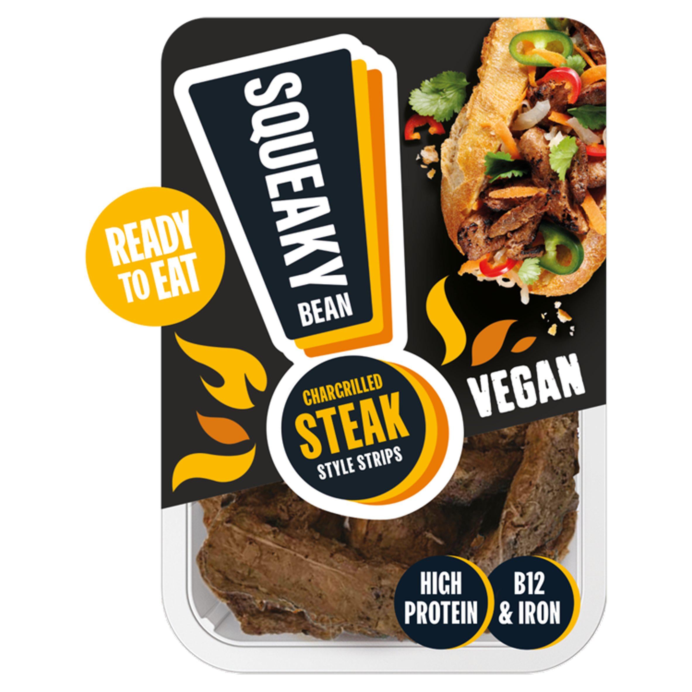 Squeaky Bean steak strips Chargrilled 120g (British brand)