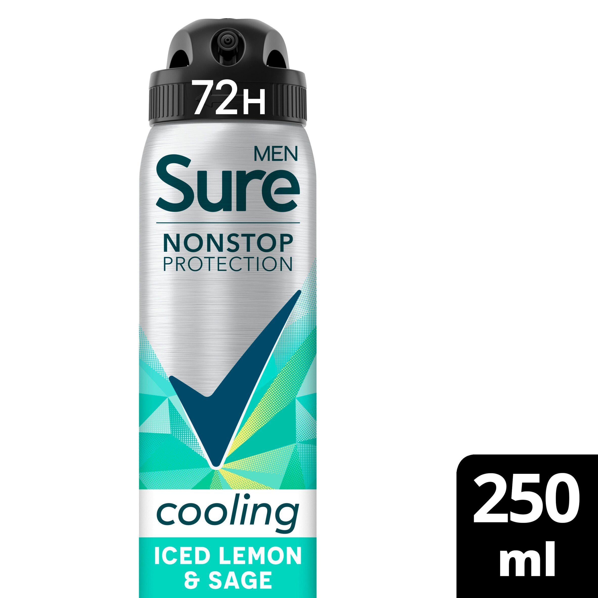 Sure antiperspirant deodorant spray Iced Lemon & Sage 250ml (British brand)