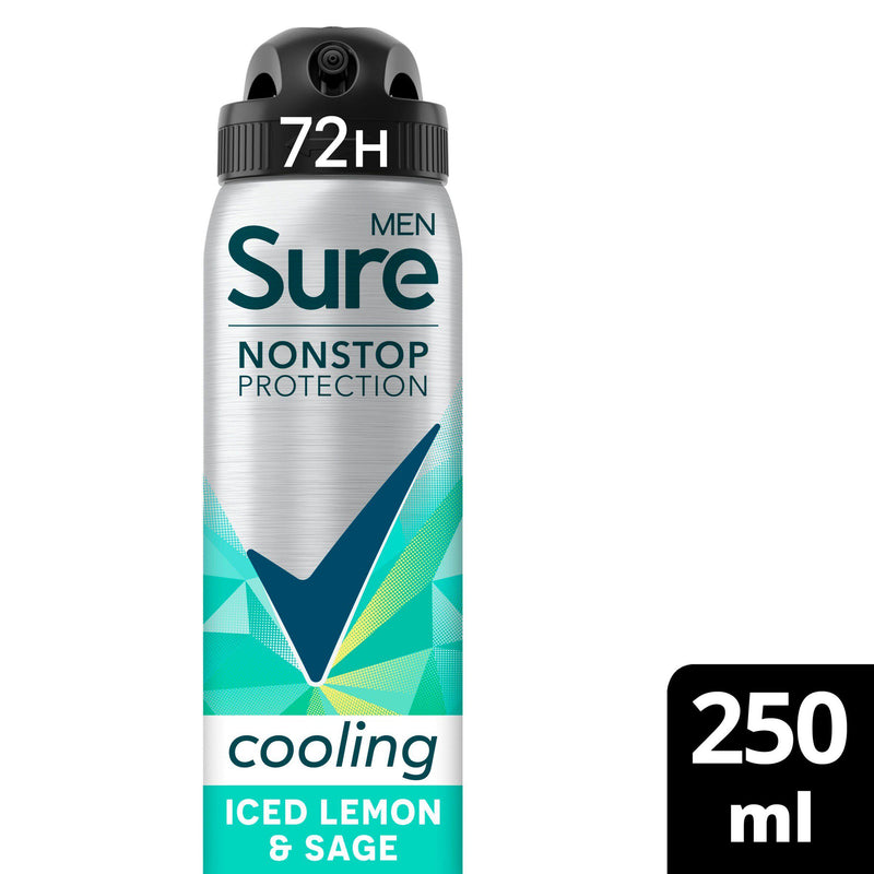 Sure antiperspirant deodorant spray Iced Lemon & Sage 250ml (British brand)