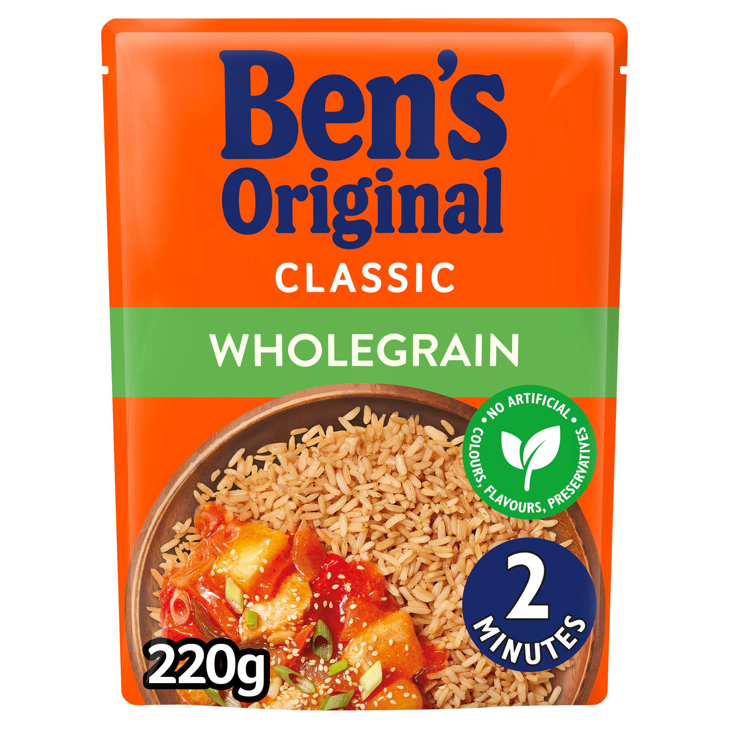 Ben's Original wholegrain microwave rice pouch 220g - British product