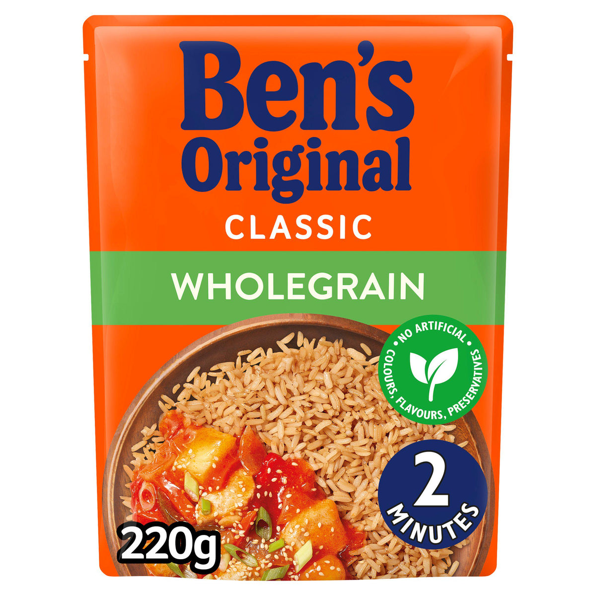 Ben's Original wholegrain microwave rice pouch 220g - British product