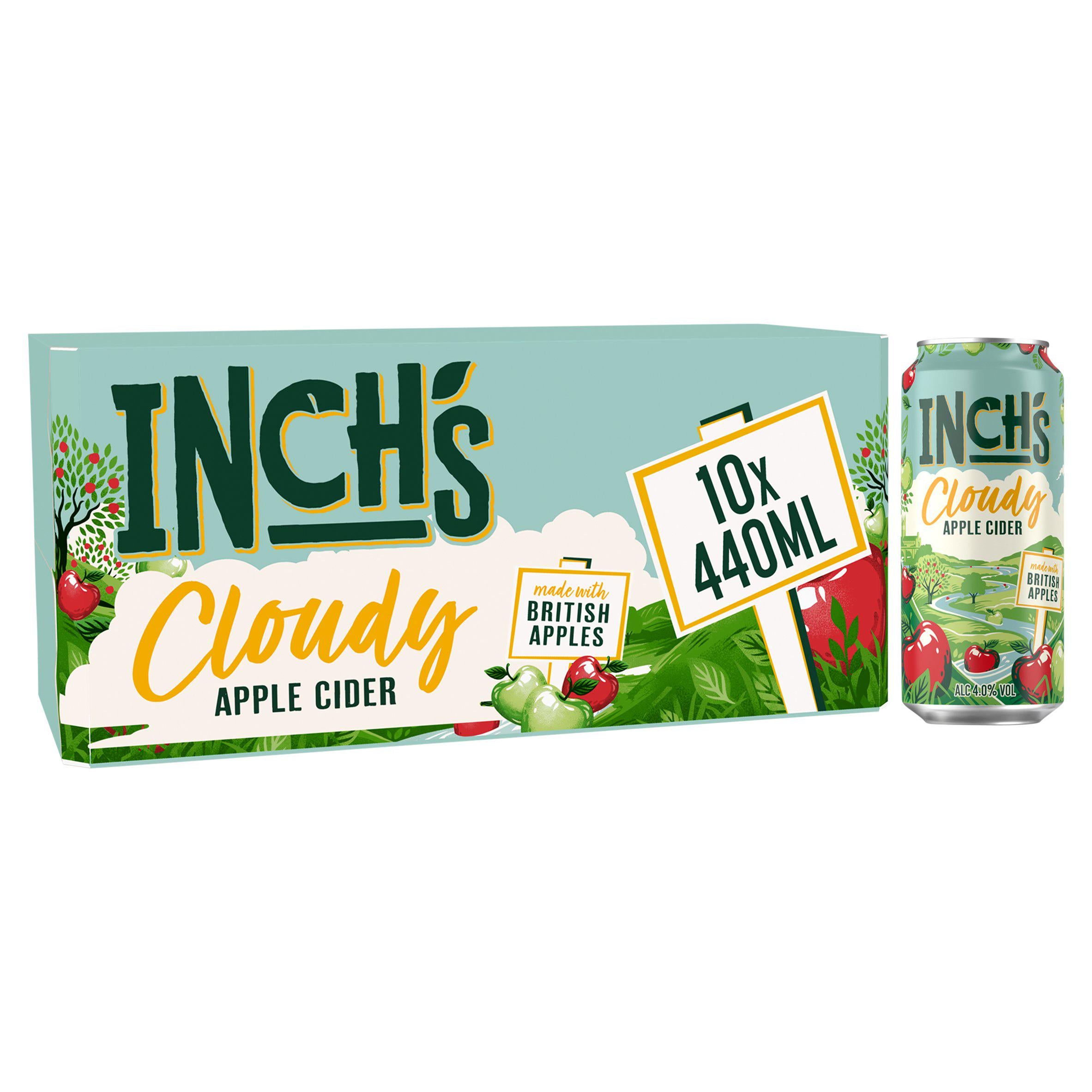 Inch's Cloudy Apple Cider 10 pack 440ml, imported from the UK
