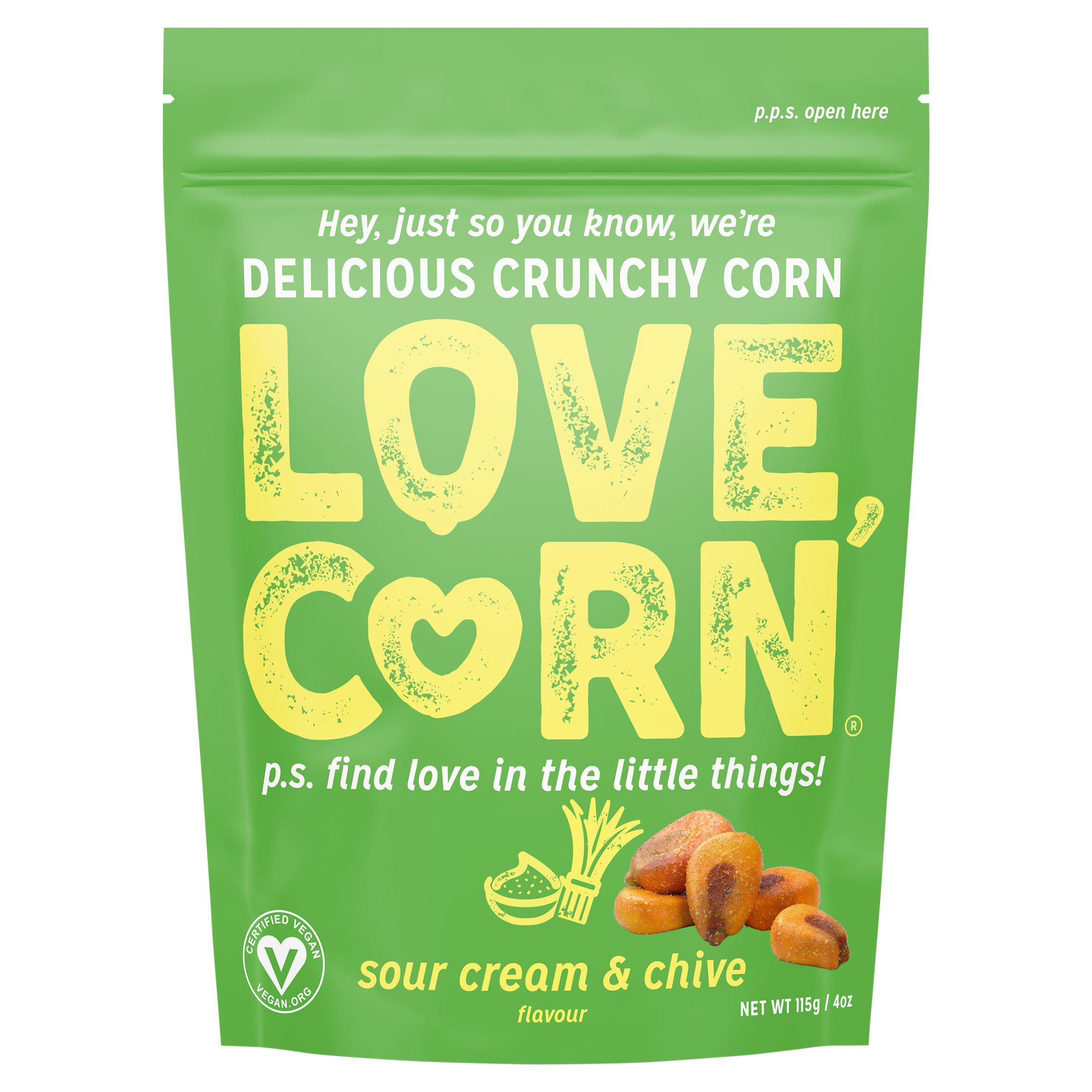 Love Corn Sour Cream Chive Crunchy Corn 115g, UK version