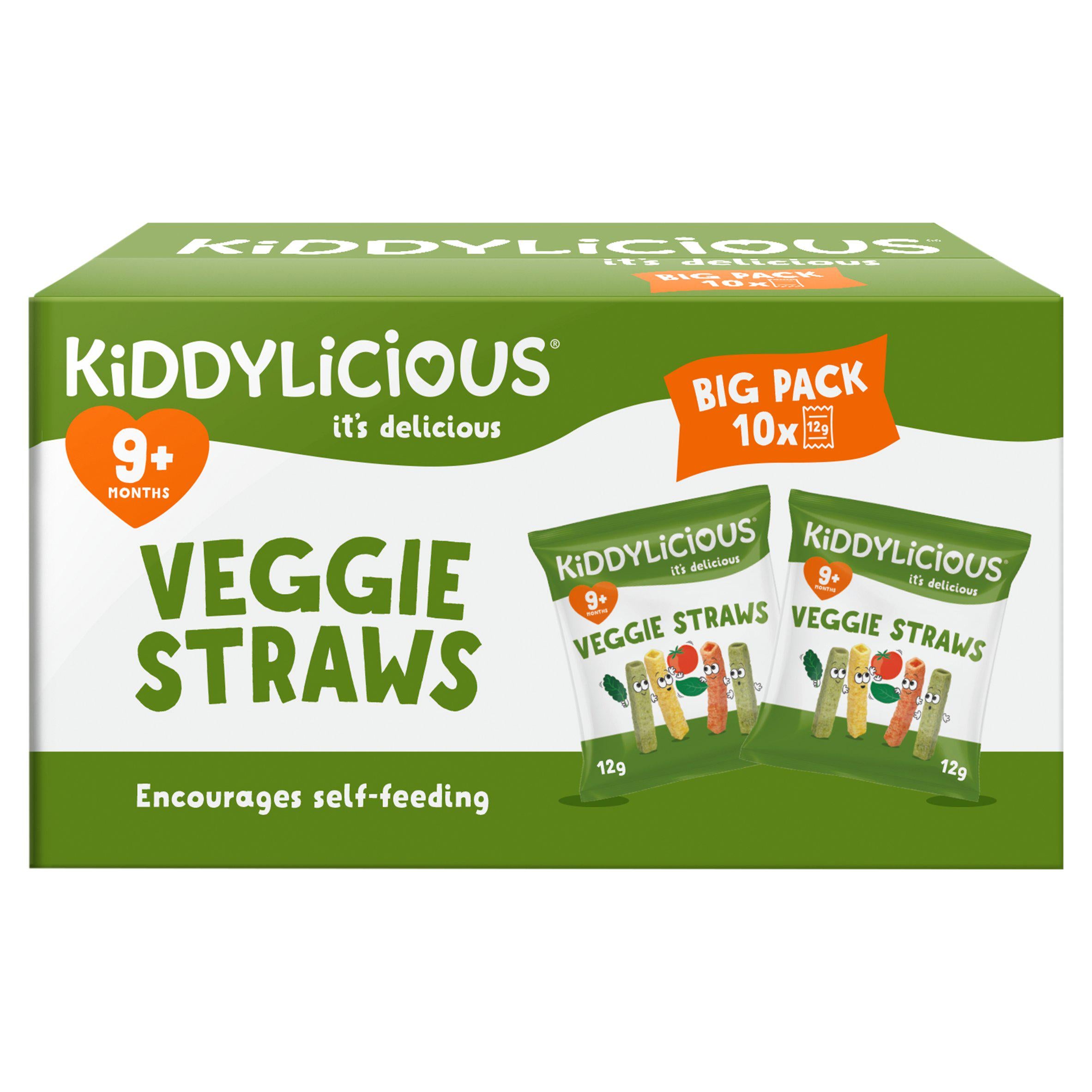 Kiddylicious Veggie Straws baby snacks 10x12g, imported from the UK