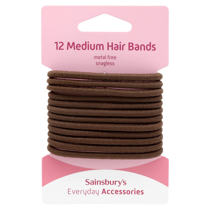 Sainsbury's hair bands medium brown x12, UK version