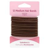 Sainsbury's hair bands medium brown x12, UK version