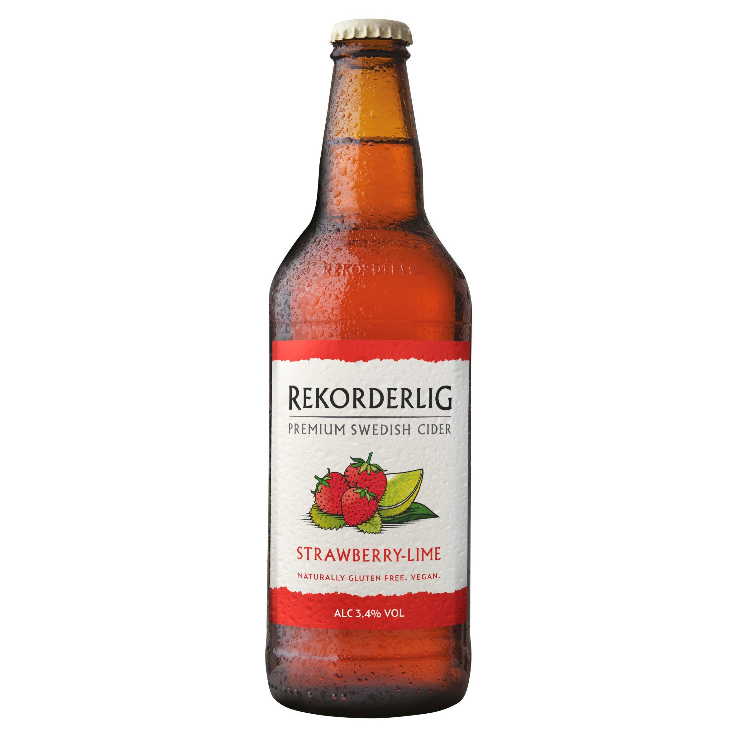 Rekorderlig Strawberry Lime Premium Cider 500ml, imported from the UK
