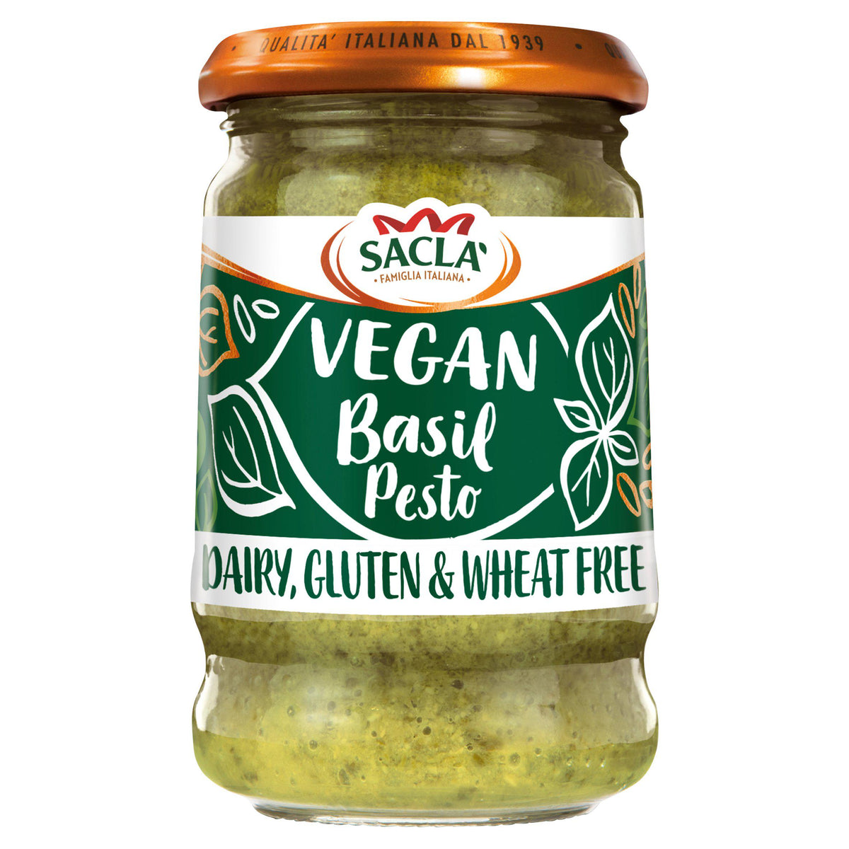 Sacla Vegan Basil Pesto 190g, imported from the UK