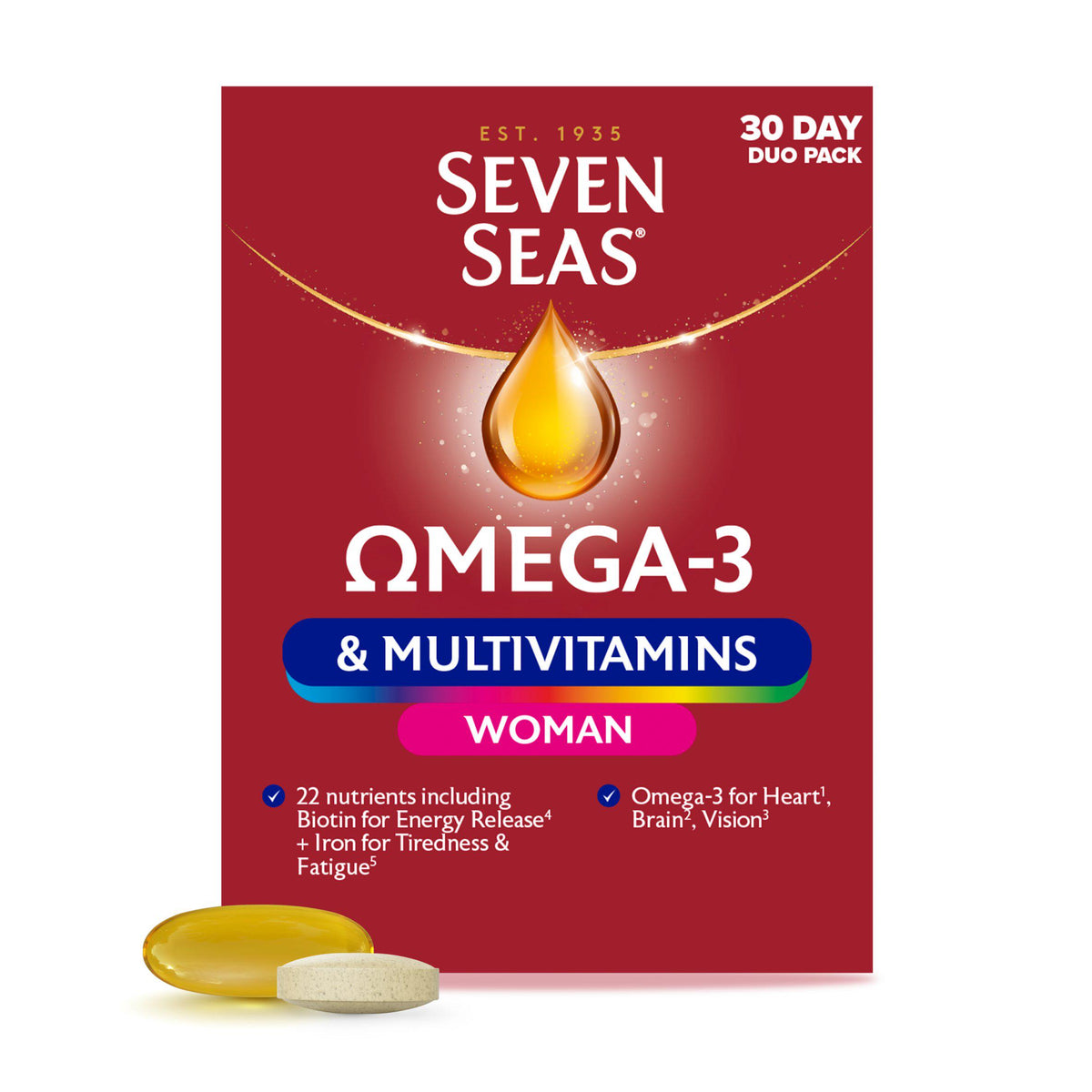 Seven Seas multivitamin and omega 3 woman 60 count (British brand)