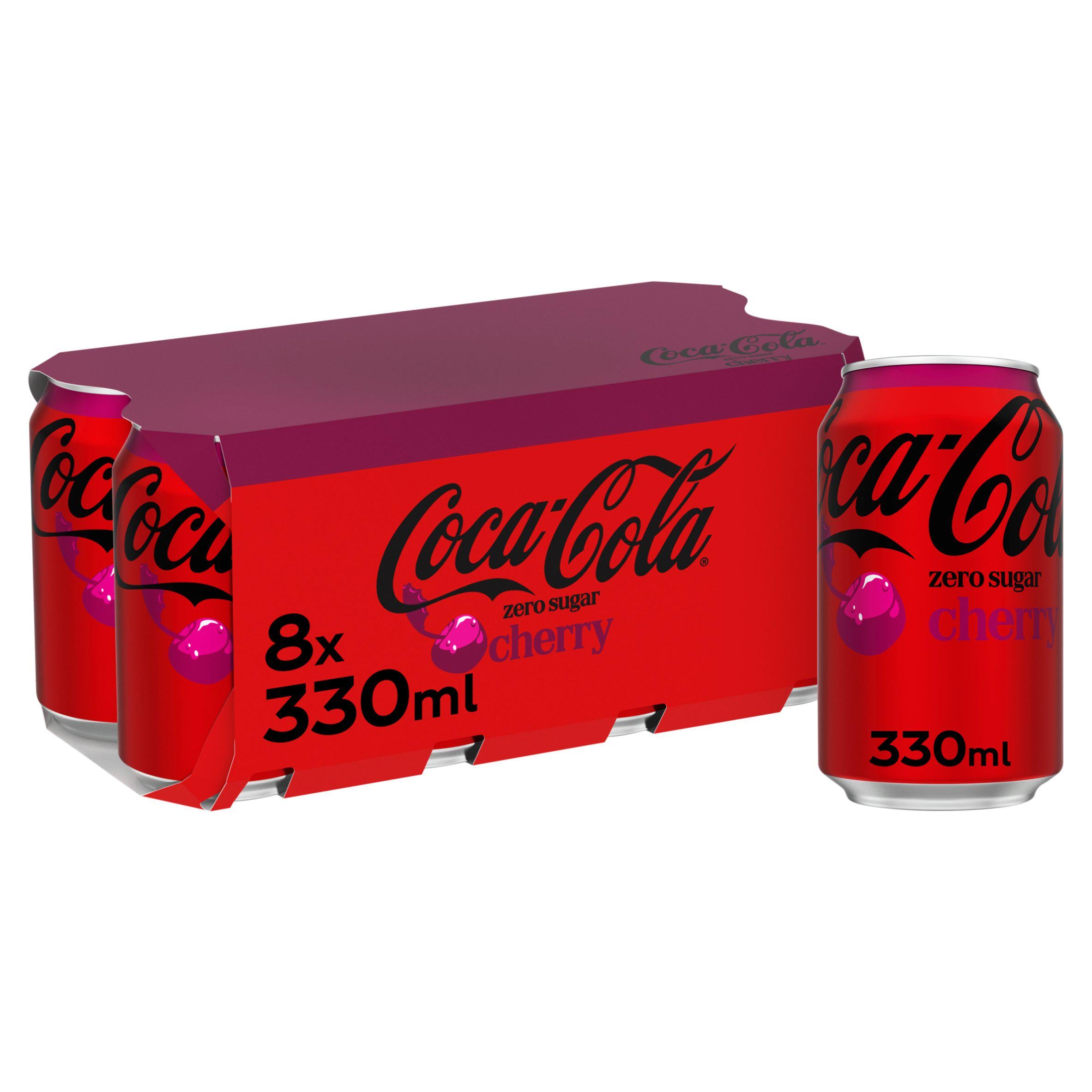 Coca Cola Zero Sugar Cherry cola drink 8x330ml - British product