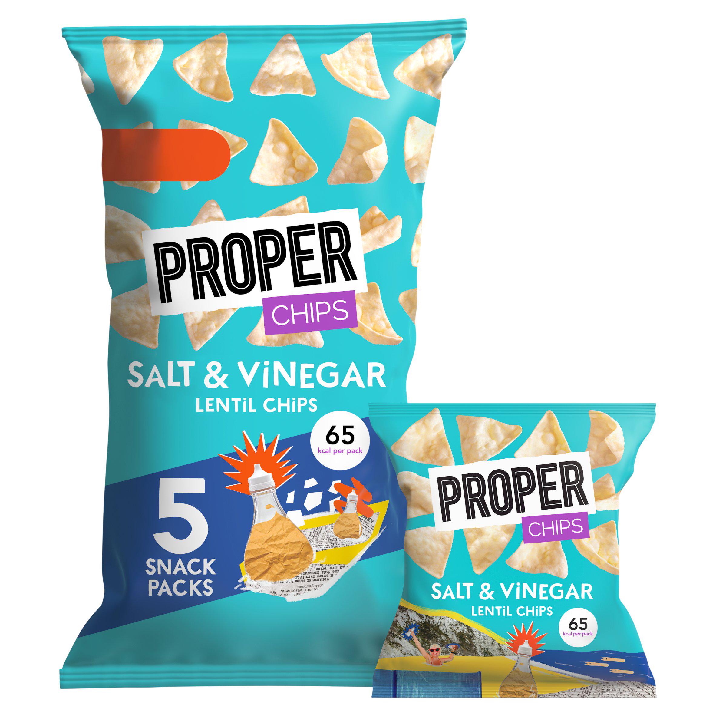 Proper lentil crisps salt & vinegar 5 x 14g - British product
