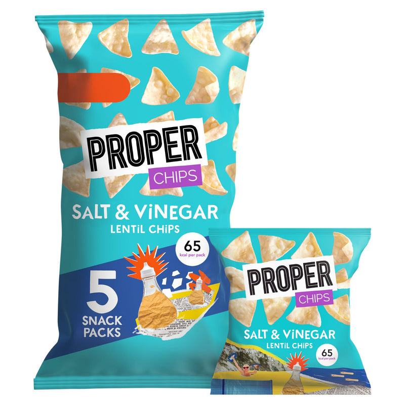 Proper lentil crisps salt & vinegar 5 x 14g - British product