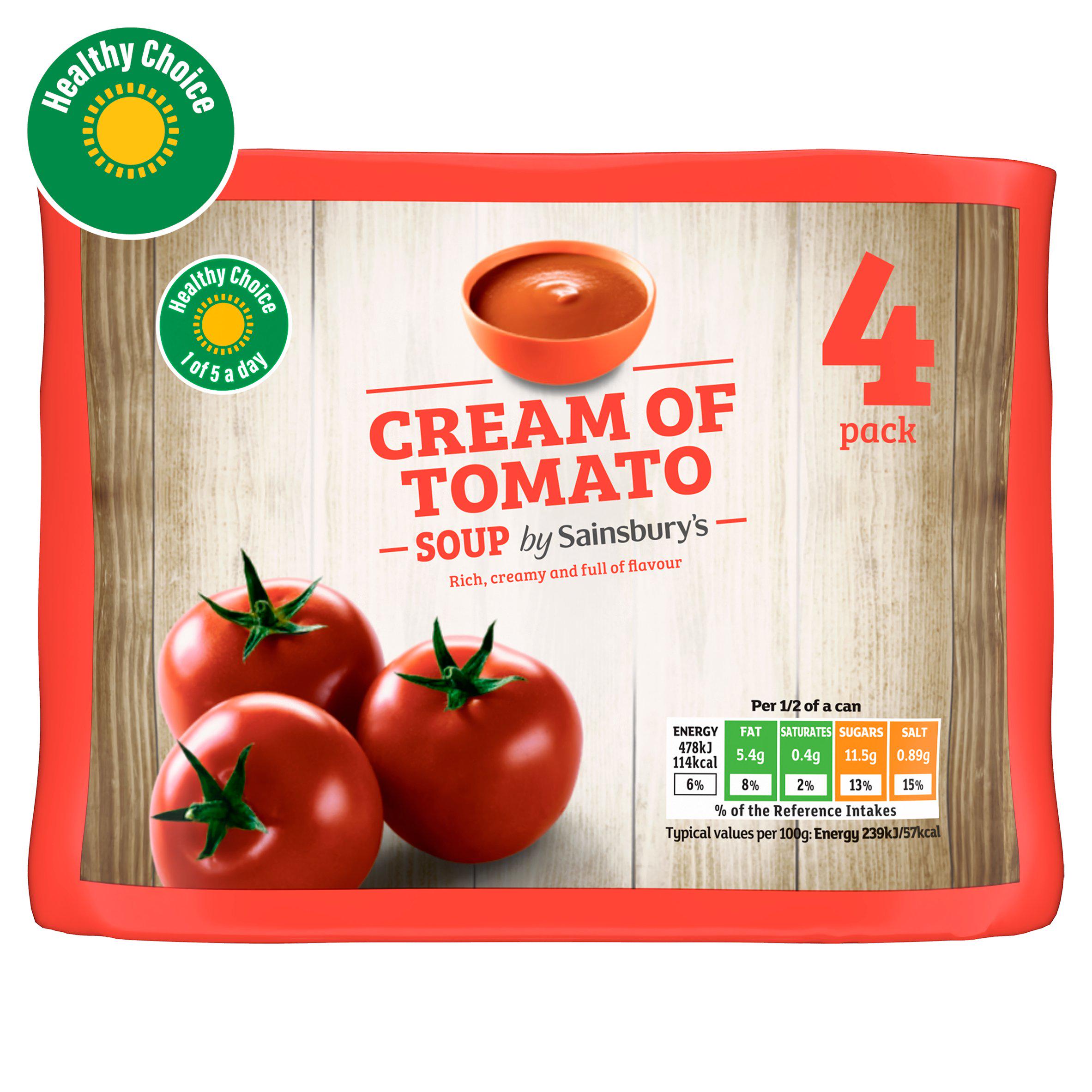 Sainsbury's cream of tomato soup 4x400g, imported from the UK
