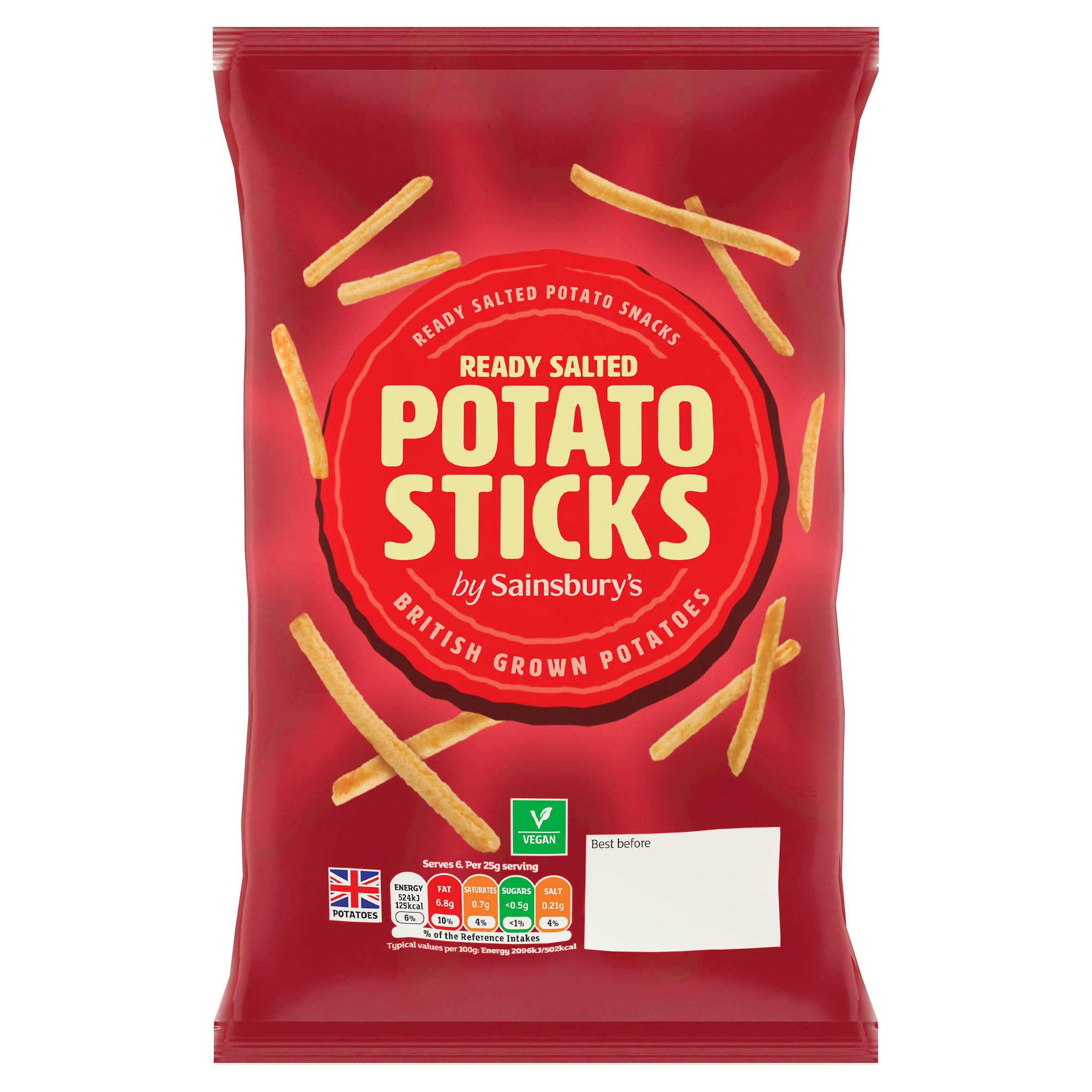 Sainsbury's ready salted potato sticks 150g, UK version