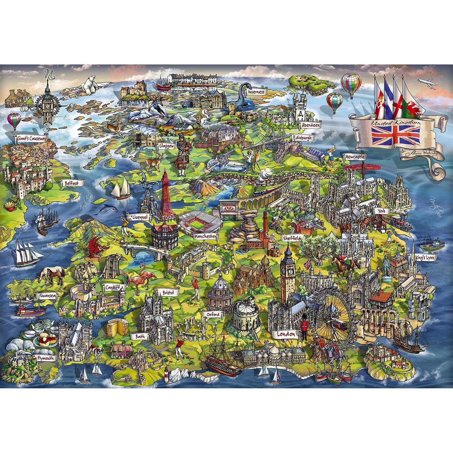 Gibsons Beautiful Britain UK Map jigsaw puzzle 1000 pieces, UK version