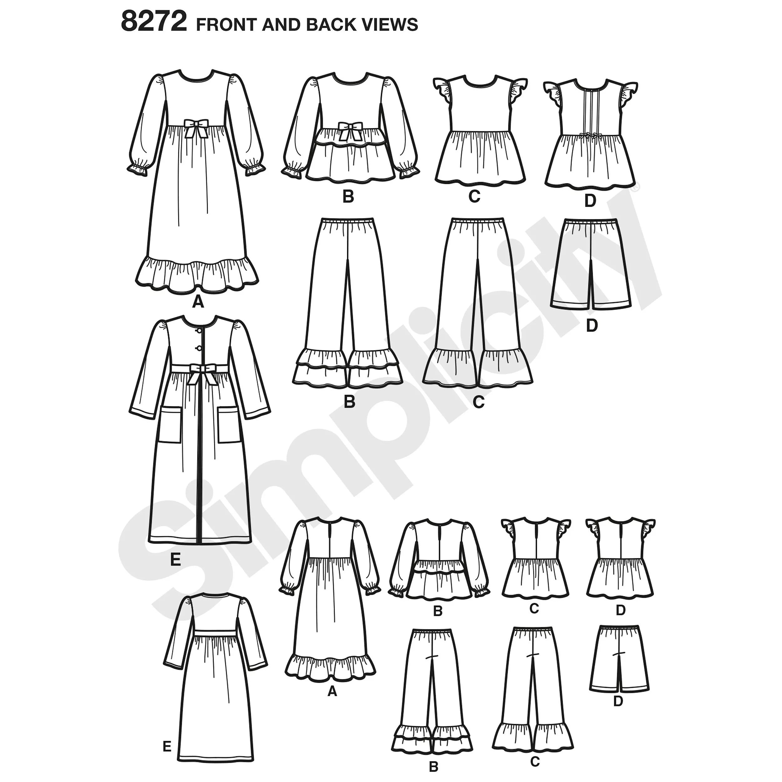 Simplicity sewing pattern children's sleepwear and robe sizes 3-14, UK version