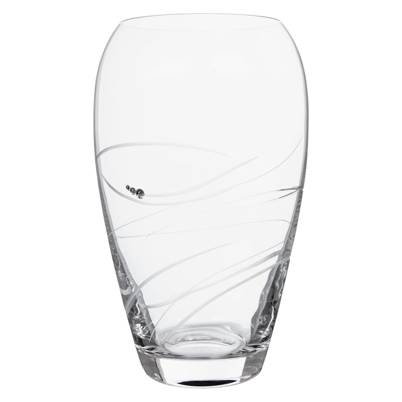 Clear Barrel Vase with Crystal Embellishments, 23cm Height
