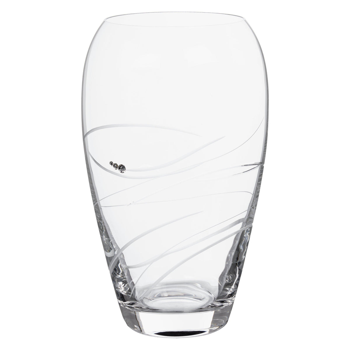 Clear Barrel Vase with Crystal Embellishments, 23cm Height