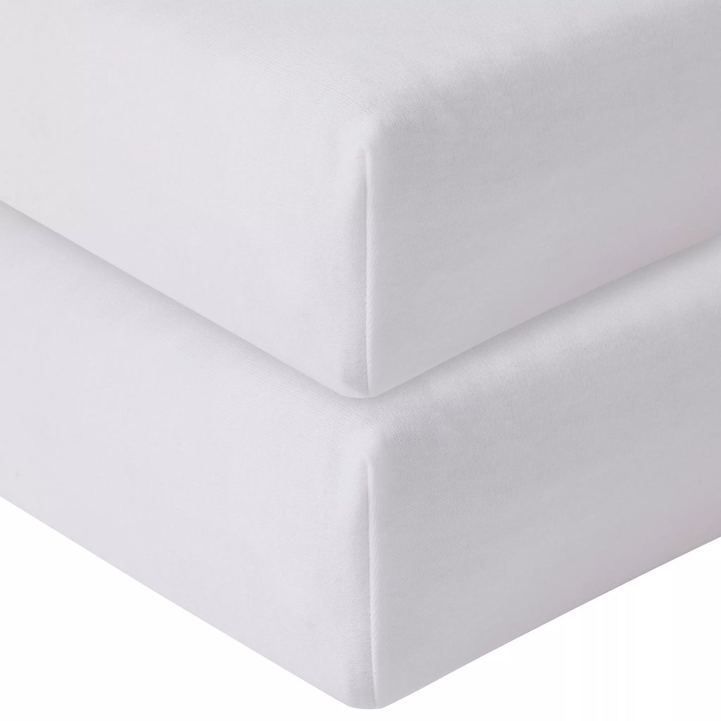 John Lewis Organic Cotton Fitted Travel Cot Sheet, Pack of 2, White