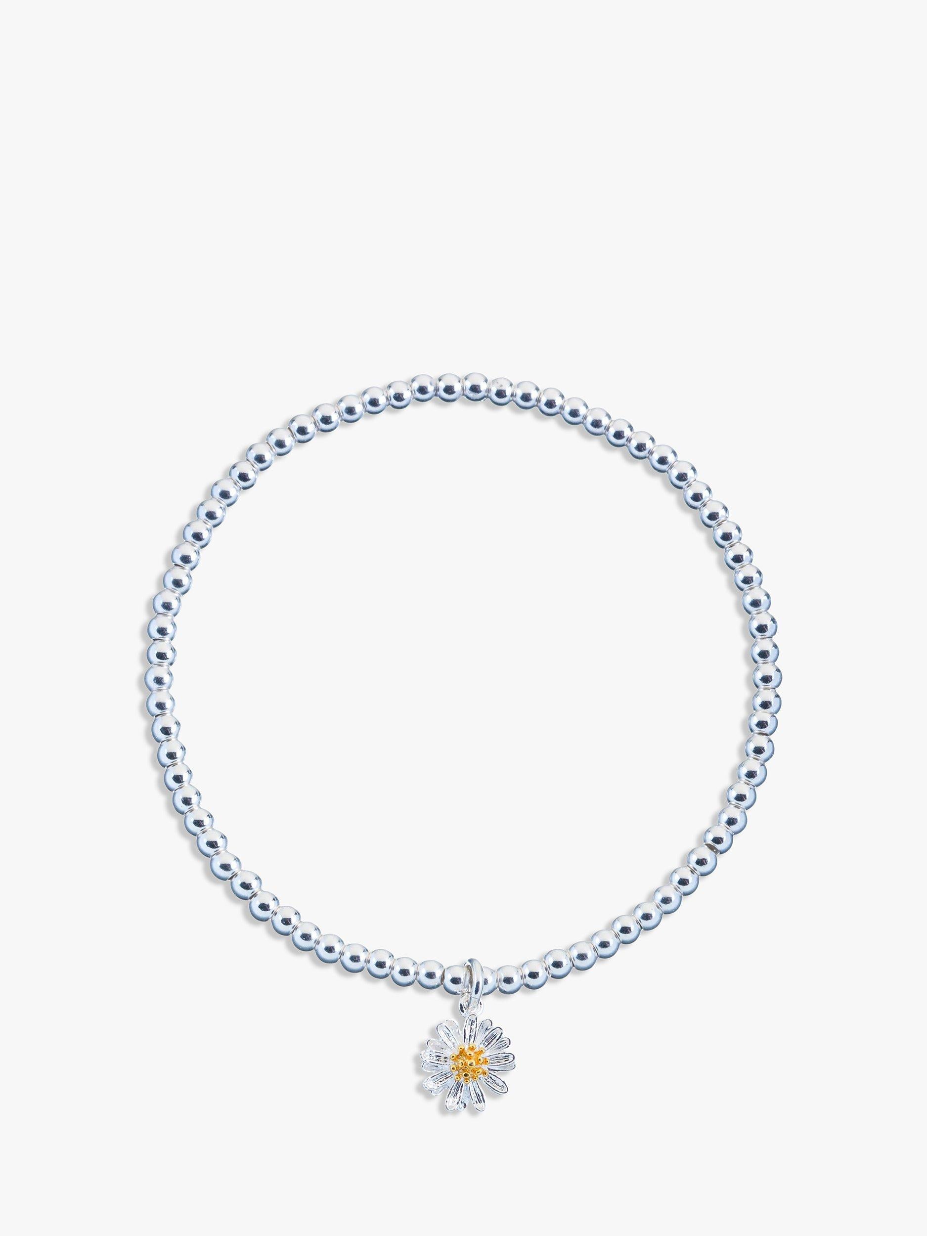 Estella Bartlett Sienna Flower Charm Stretch Bracelet in Silver - British product