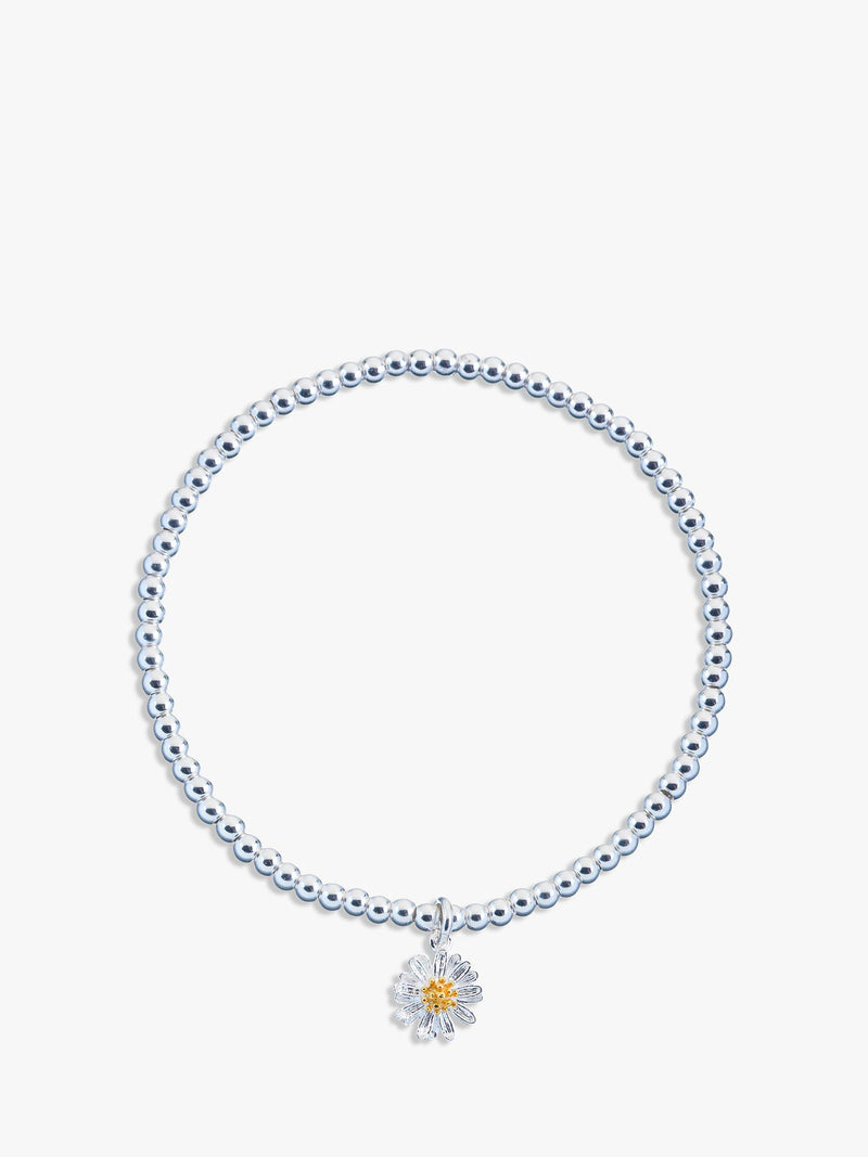Estella Bartlett Sienna Flower Charm Stretch Bracelet in Silver - British product