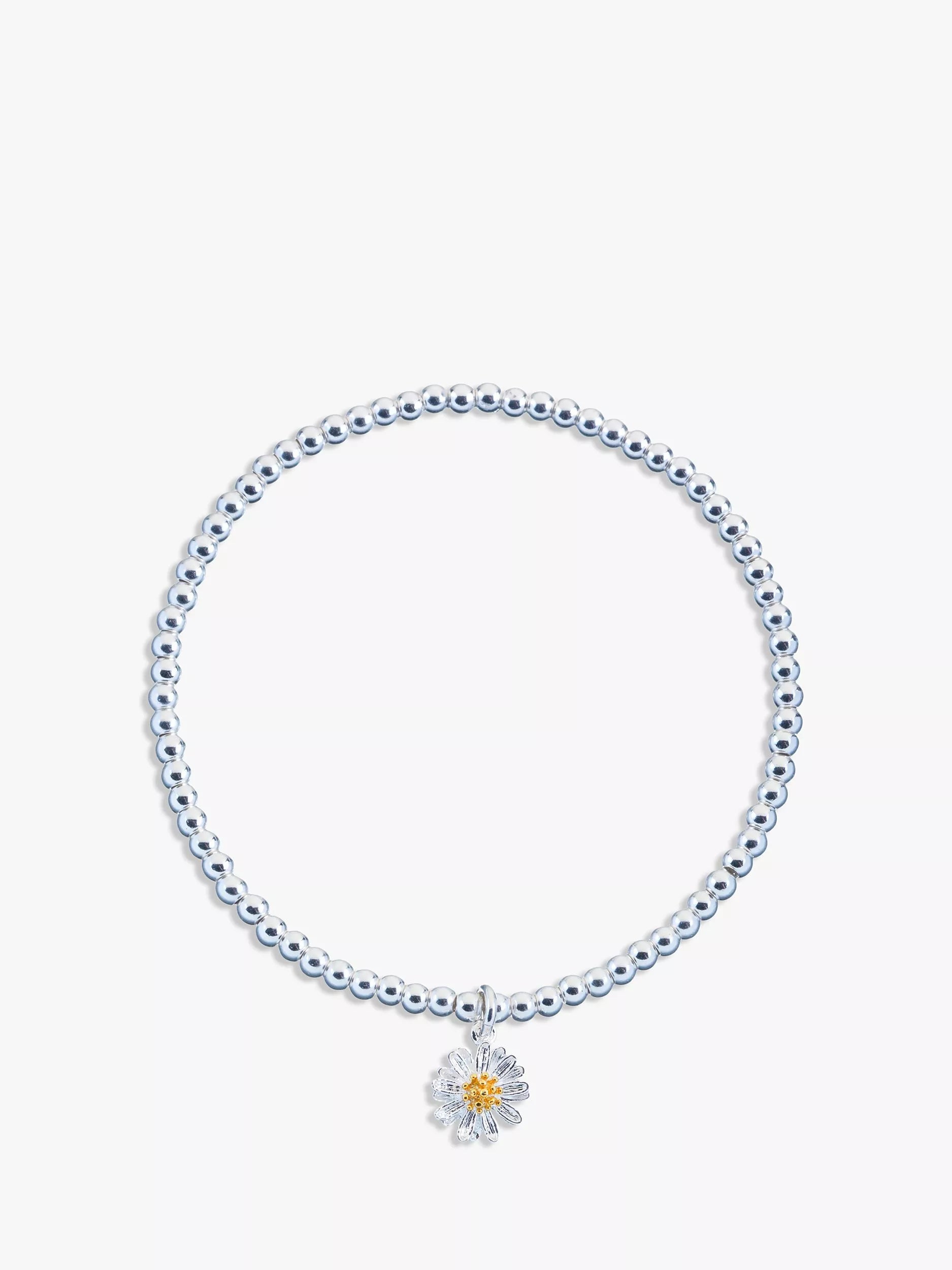 Estella Bartlett Sienna Flower Charm Stretch Bracelet in Silver - British product
