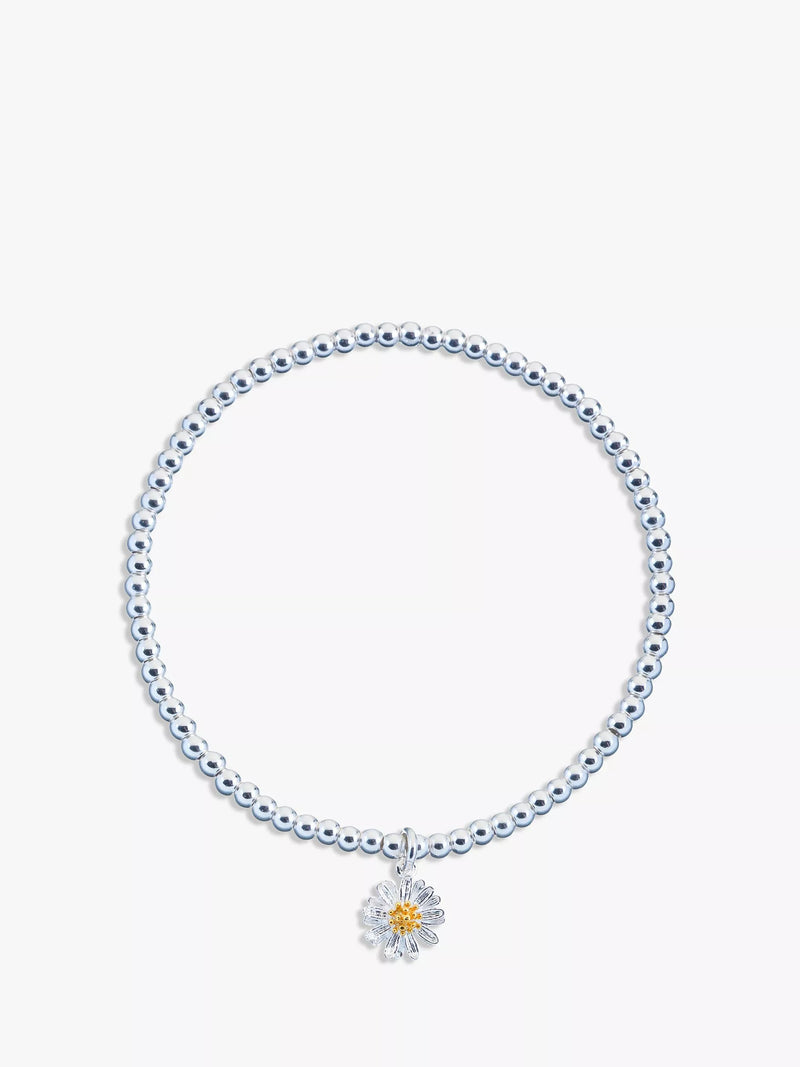 Estella Bartlett Sienna Flower Charm Stretch Bracelet in Silver - British product