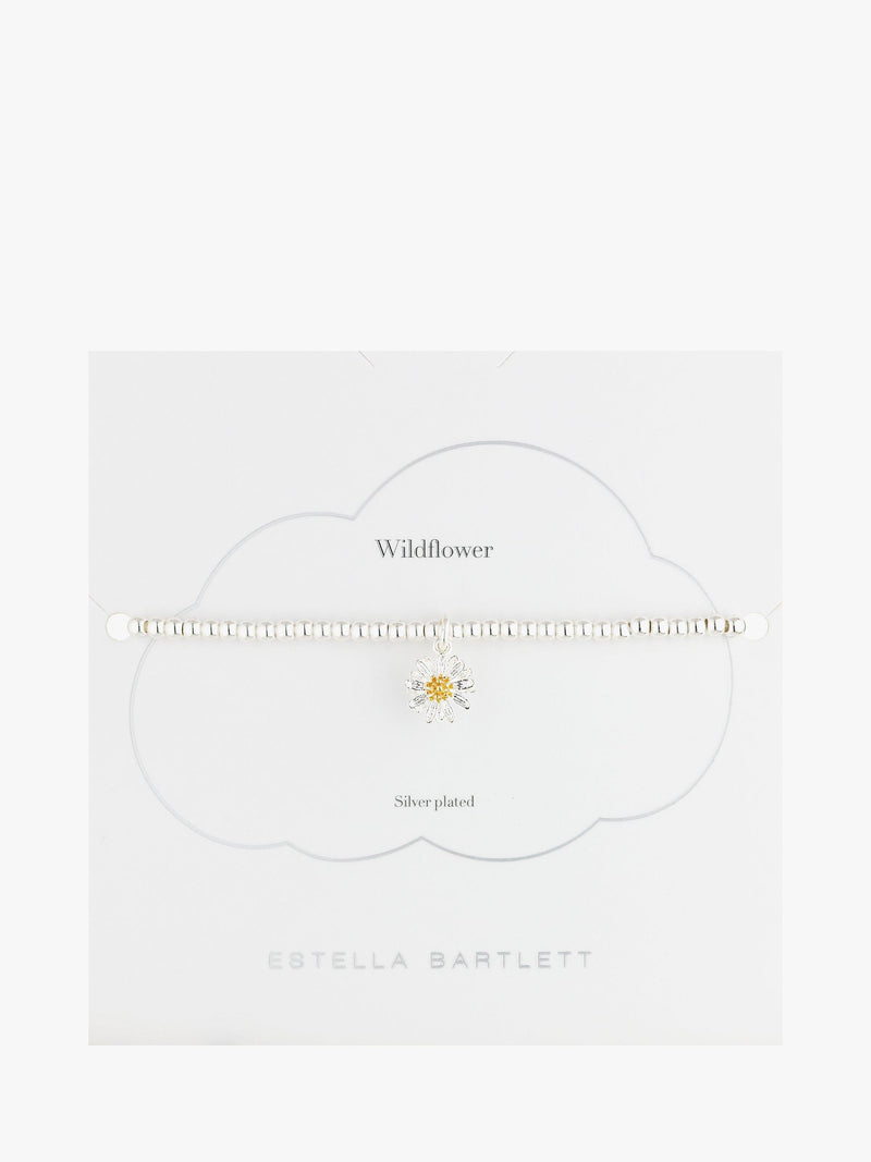 Estella Bartlett Sienna Flower Charm Stretch Bracelet in Silver - British product