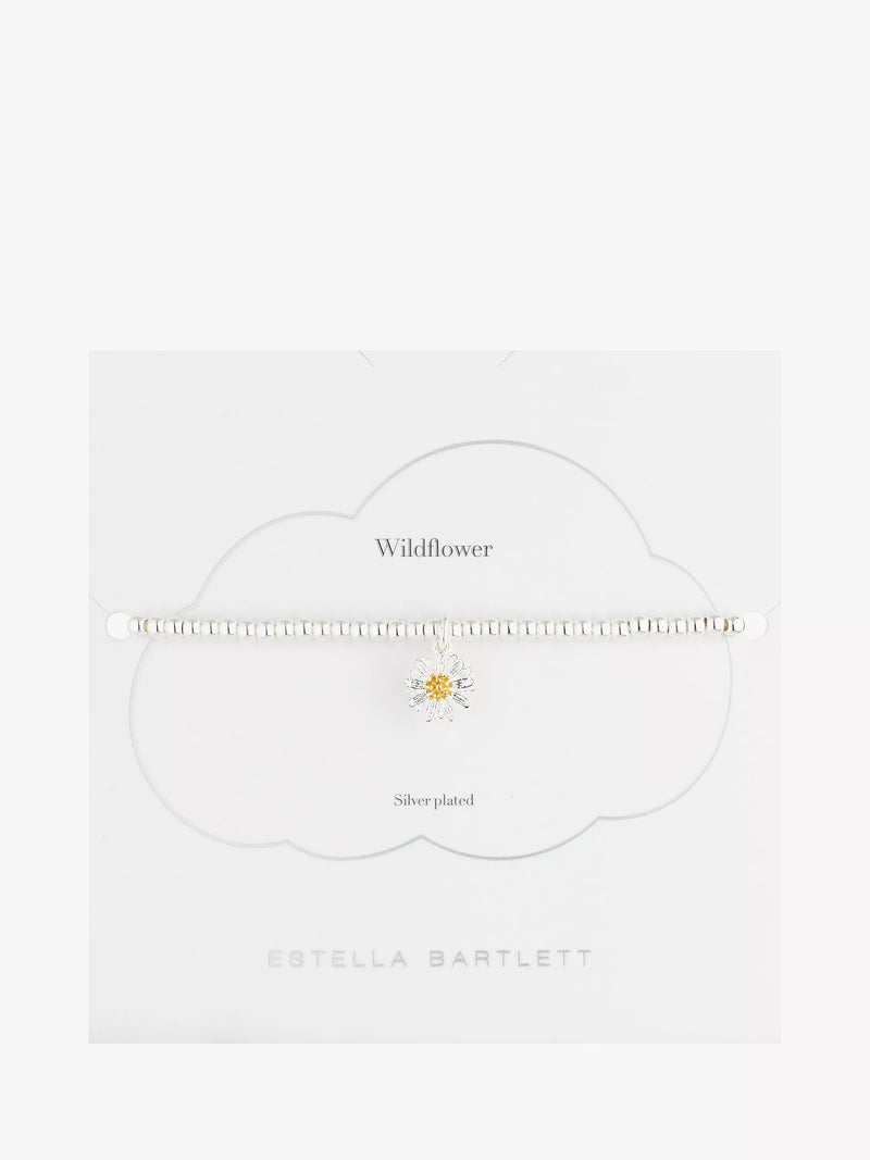 Estella Bartlett Sienna Flower Charm Stretch Bracelet in Silver - British product