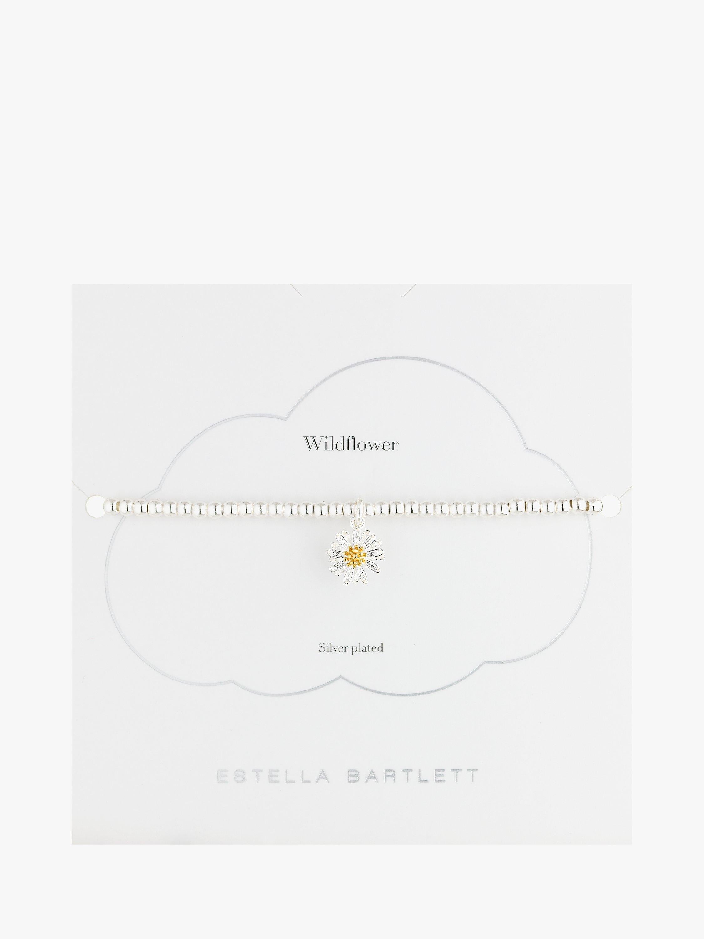 Estella Bartlett Sienna Flower Charm Stretch Bracelet in Silver - British product