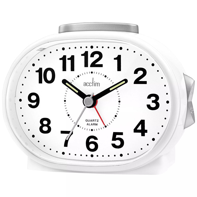 Acctim Lila alarm clock white plastic, imported from the UK