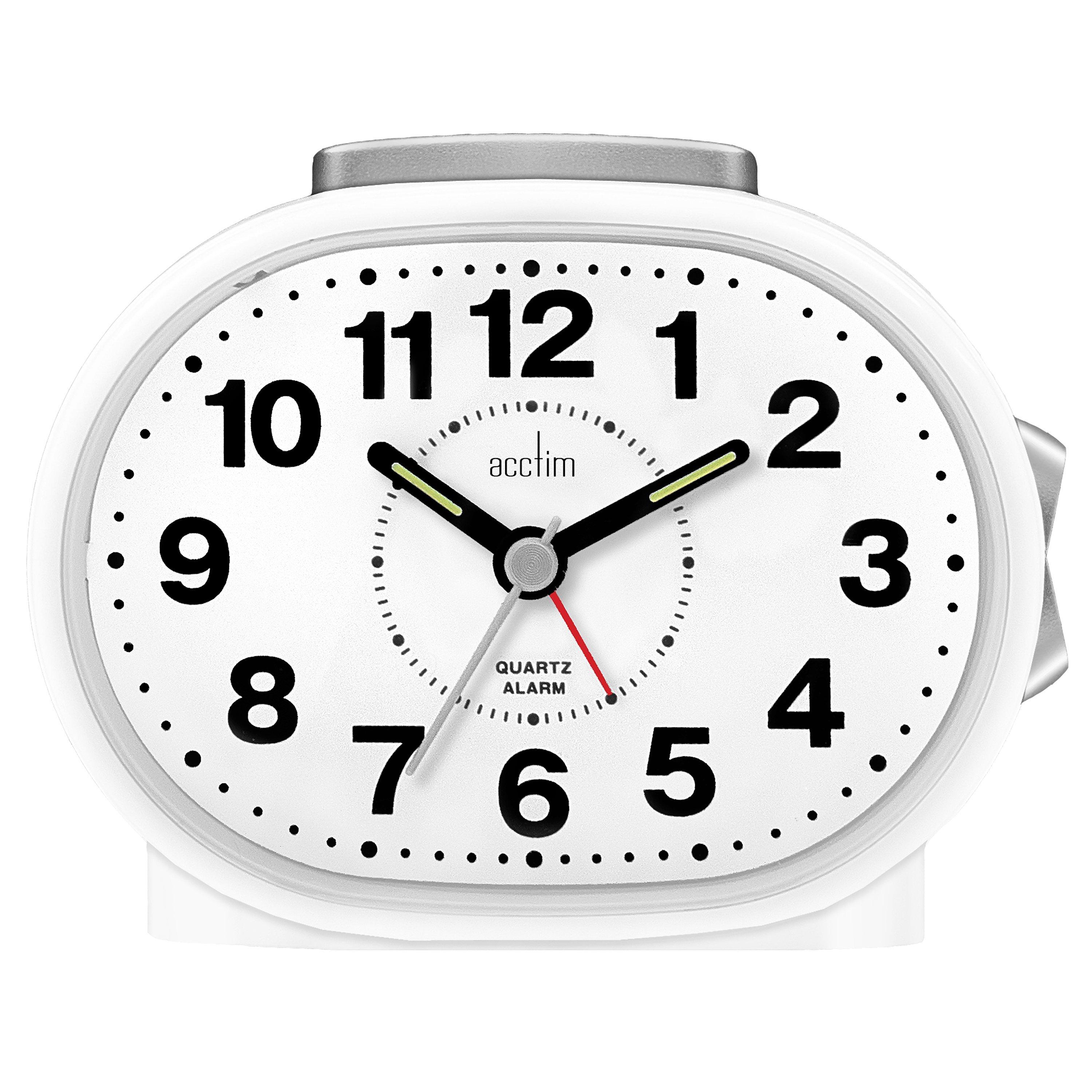 Acctim Lila alarm clock white plastic, imported from the UK