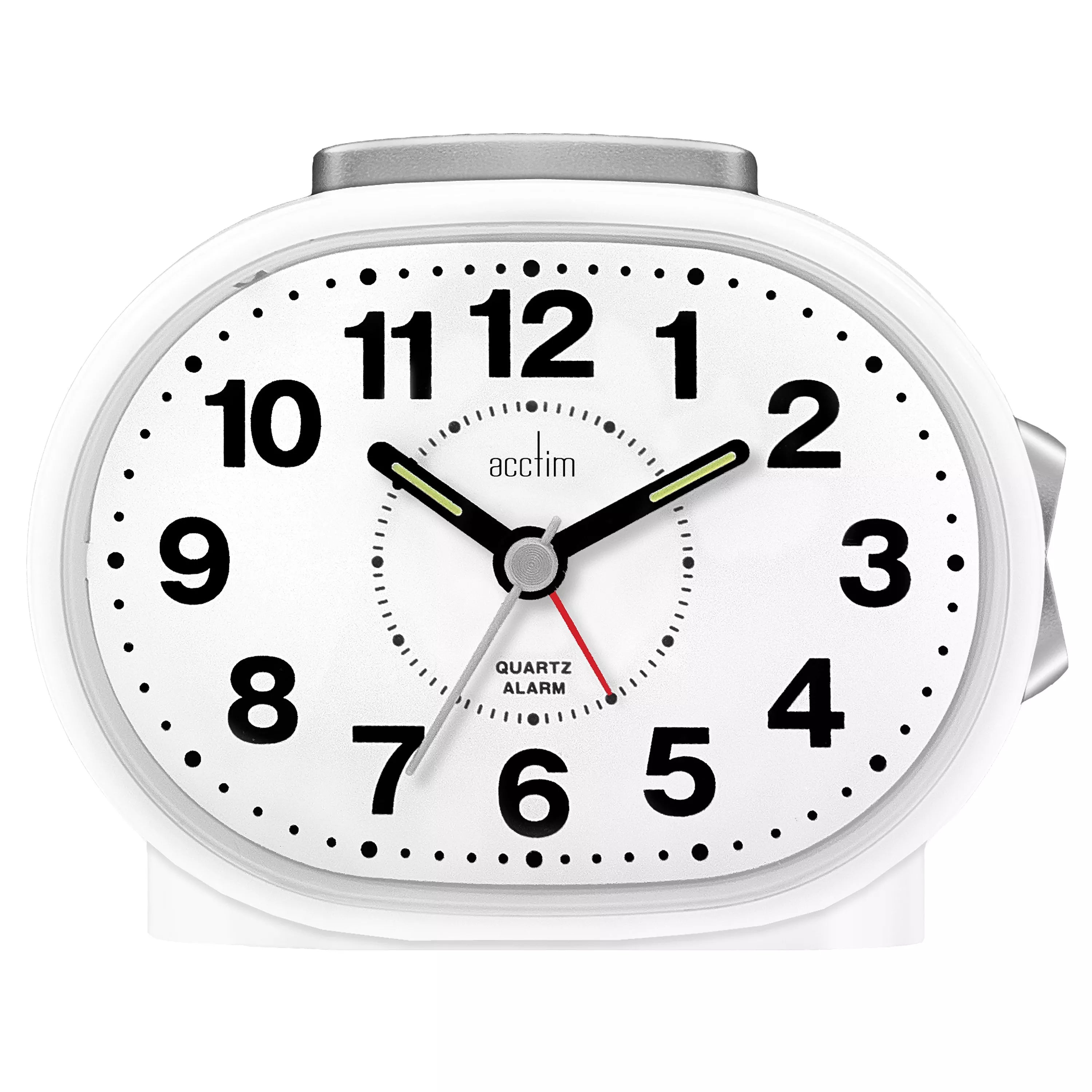 Acctim Lila alarm clock white plastic, imported from the UK