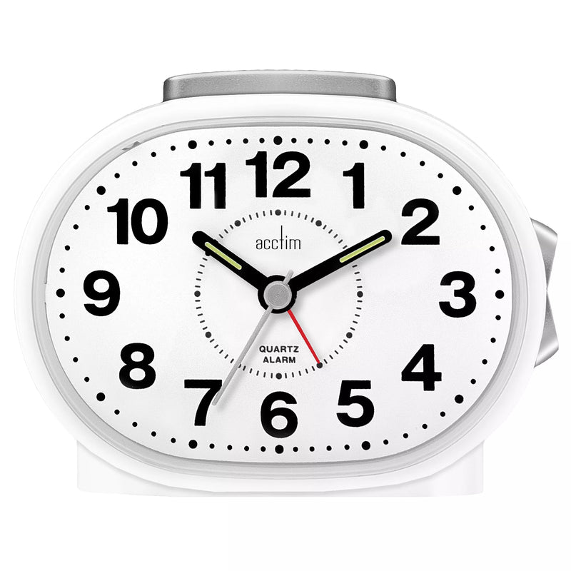 Acctim Lila alarm clock white plastic, imported from the UK