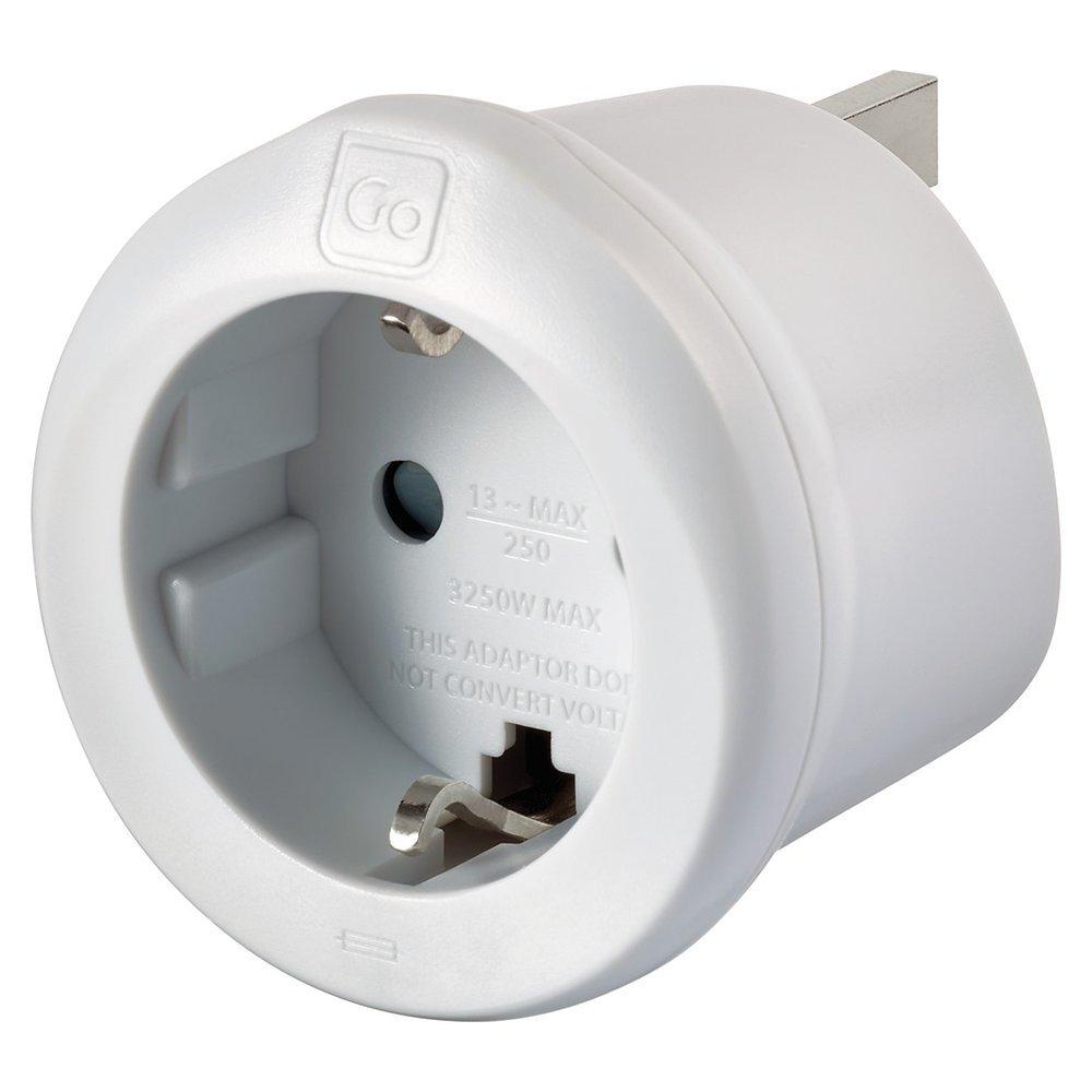 Go Travel EU to UK adaptor white, UK version